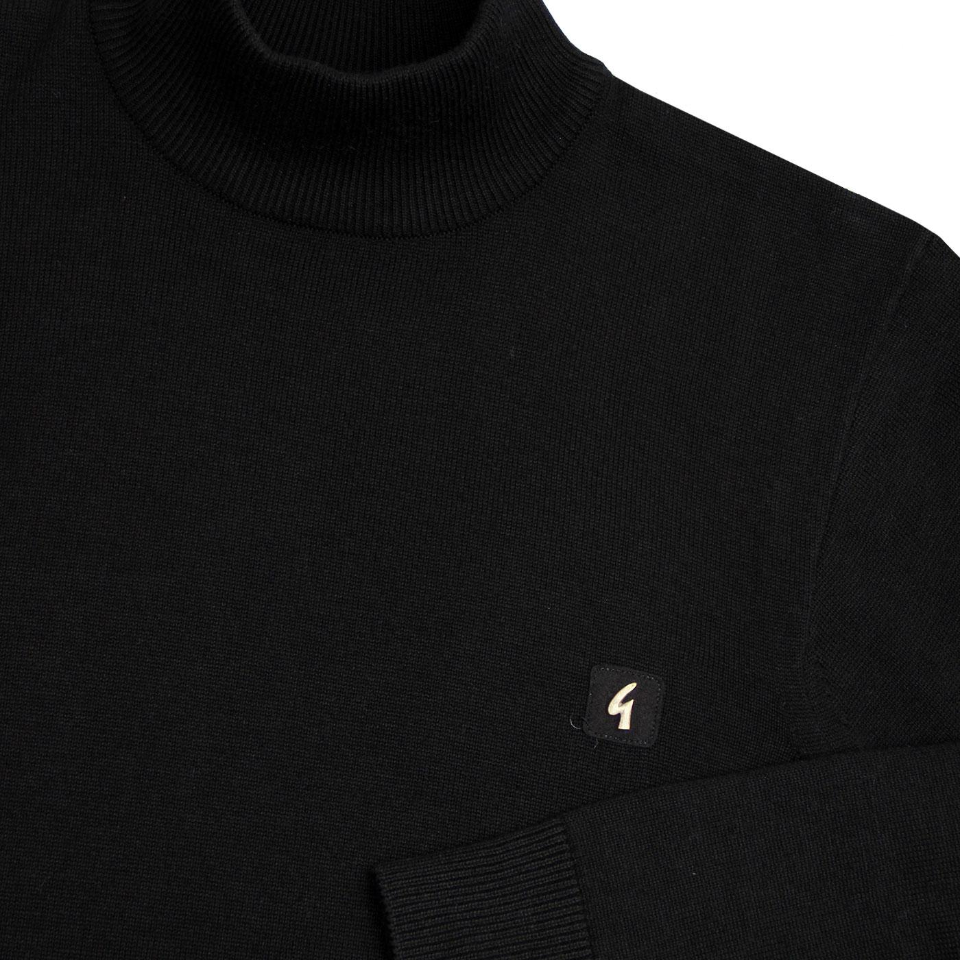 pullover Gabicci Vintage Roll Neck Jumper in Black cotton knit sweater 