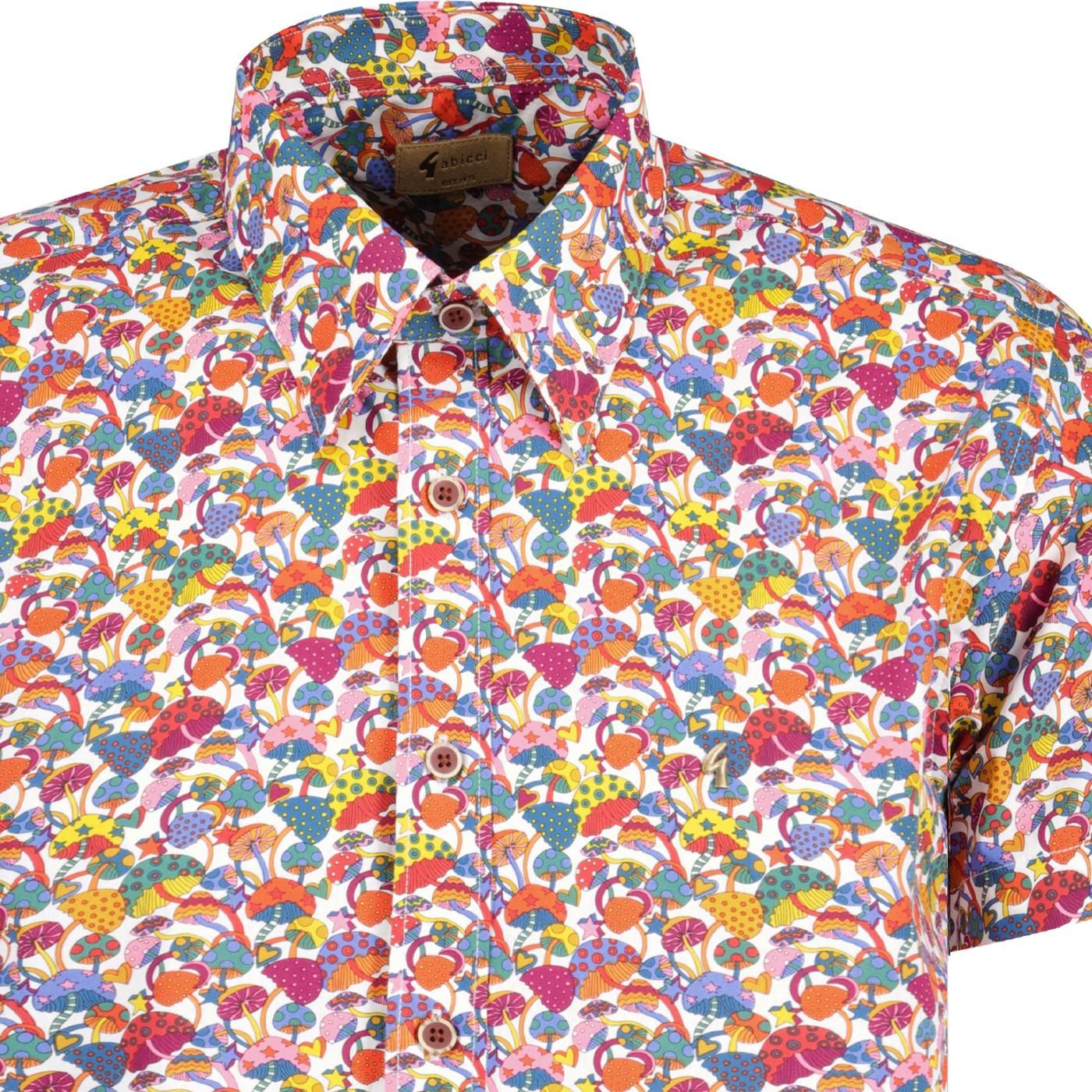 Gabicci Fincher Retro Mushroom Print Button Down Siena Shirt