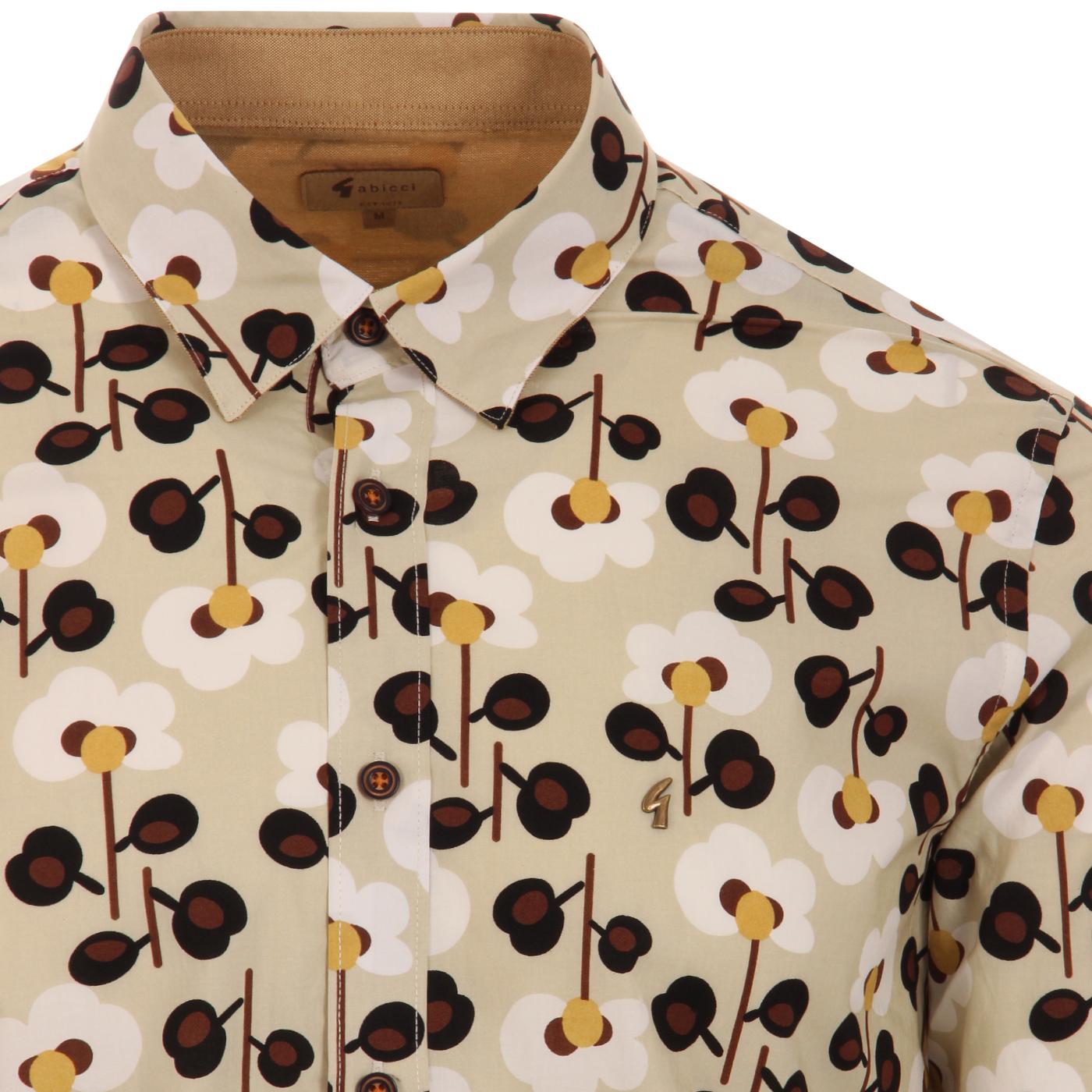 GABICCI VINTAGE Nobu Mod Floral Button Under Shirt in Oat