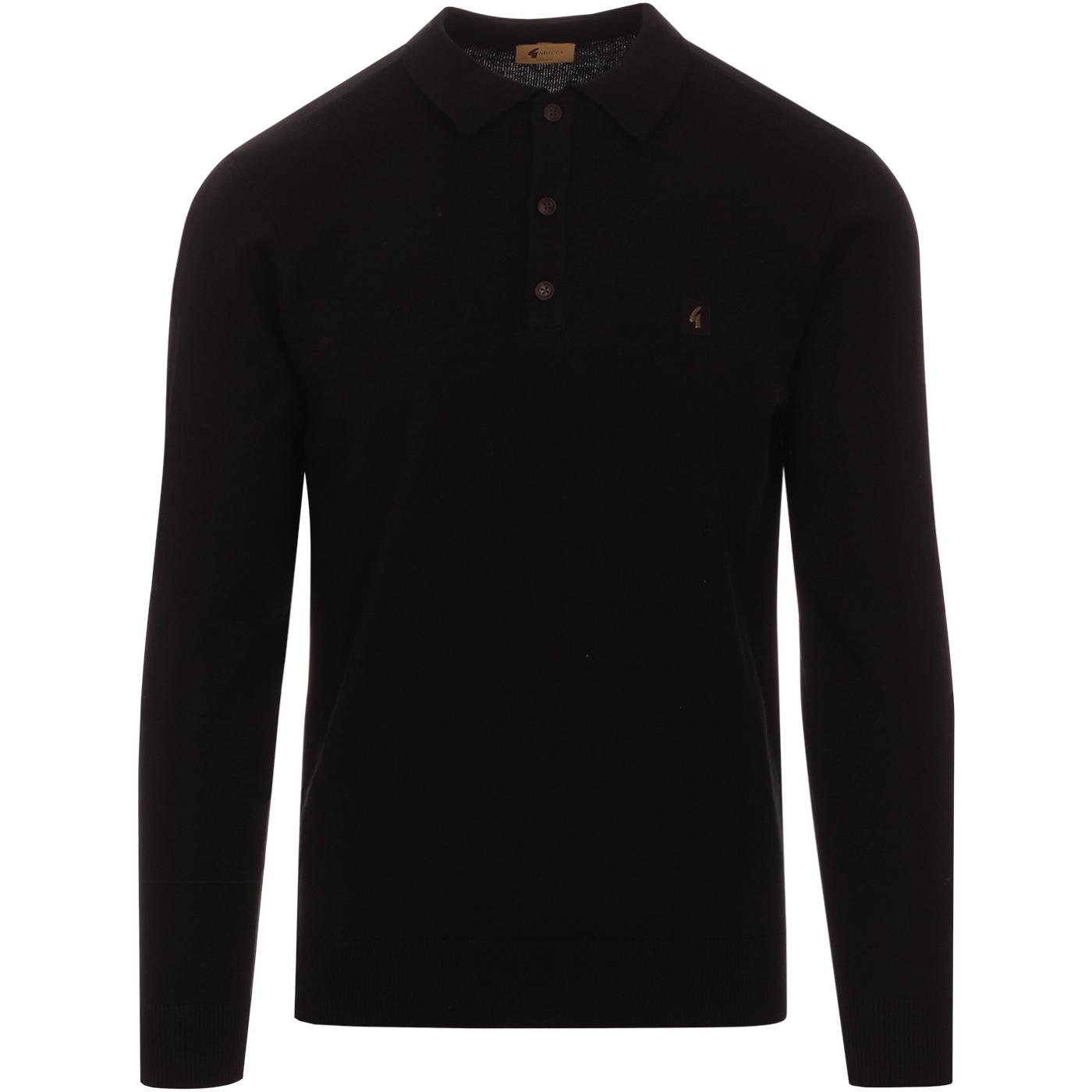 GABICCI VINTAGE Francesco Retro Mod Knit Polo Shirt Black