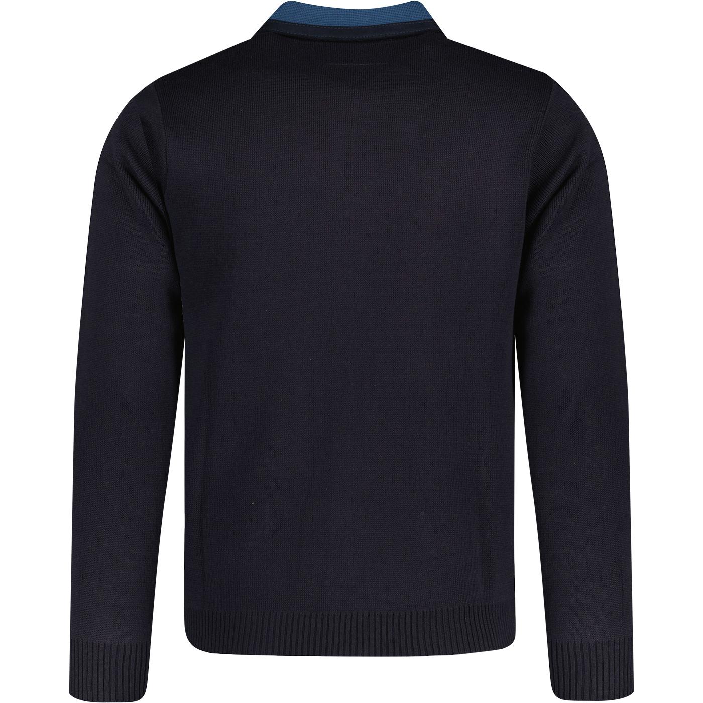 GABICCI VINTAGE Fulkirk 50th Anniversary Knitted Polo in Navy
