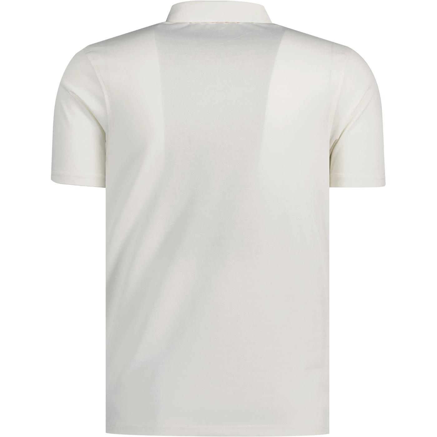 Lemmon Gabicci Vintage Piped Panel Polo in Cream