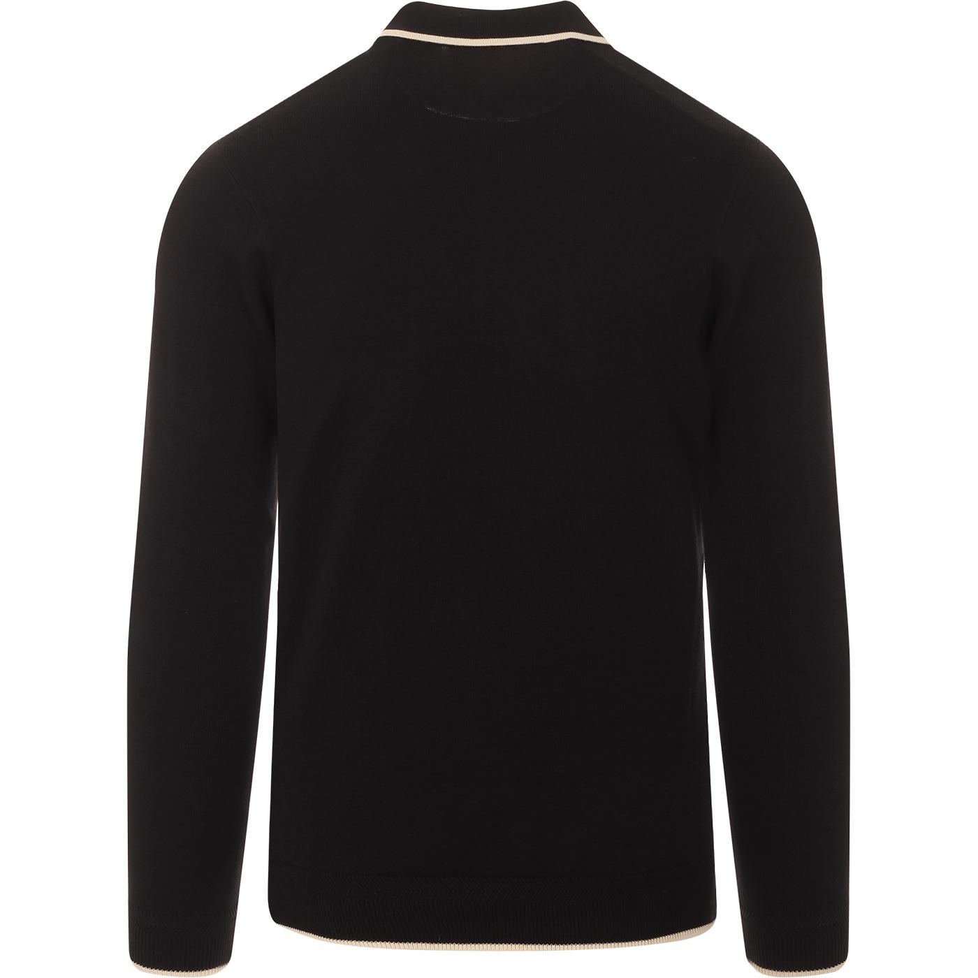 GABICCI VINTAGE Lineker Mod Knitted Tipped Polo in Black