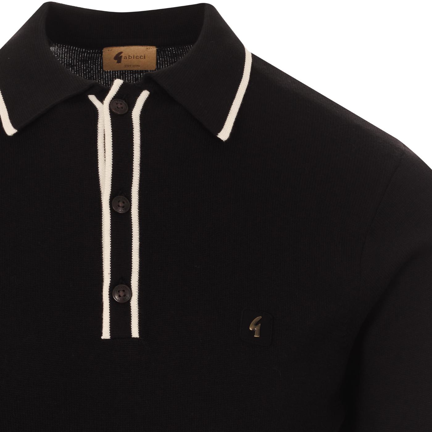 GABICCI VINTAGE Lineker Mod Knitted Tipped Polo in Black