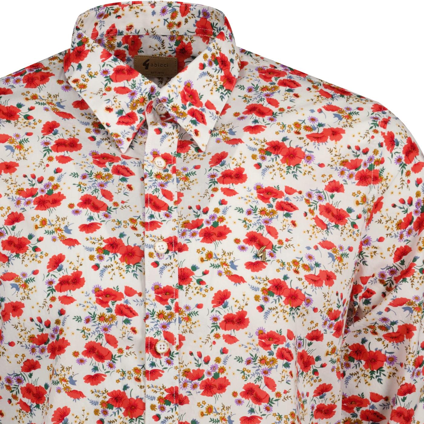 Gabicci Vintage Opium Poppy Print Floral Shirt in Cream