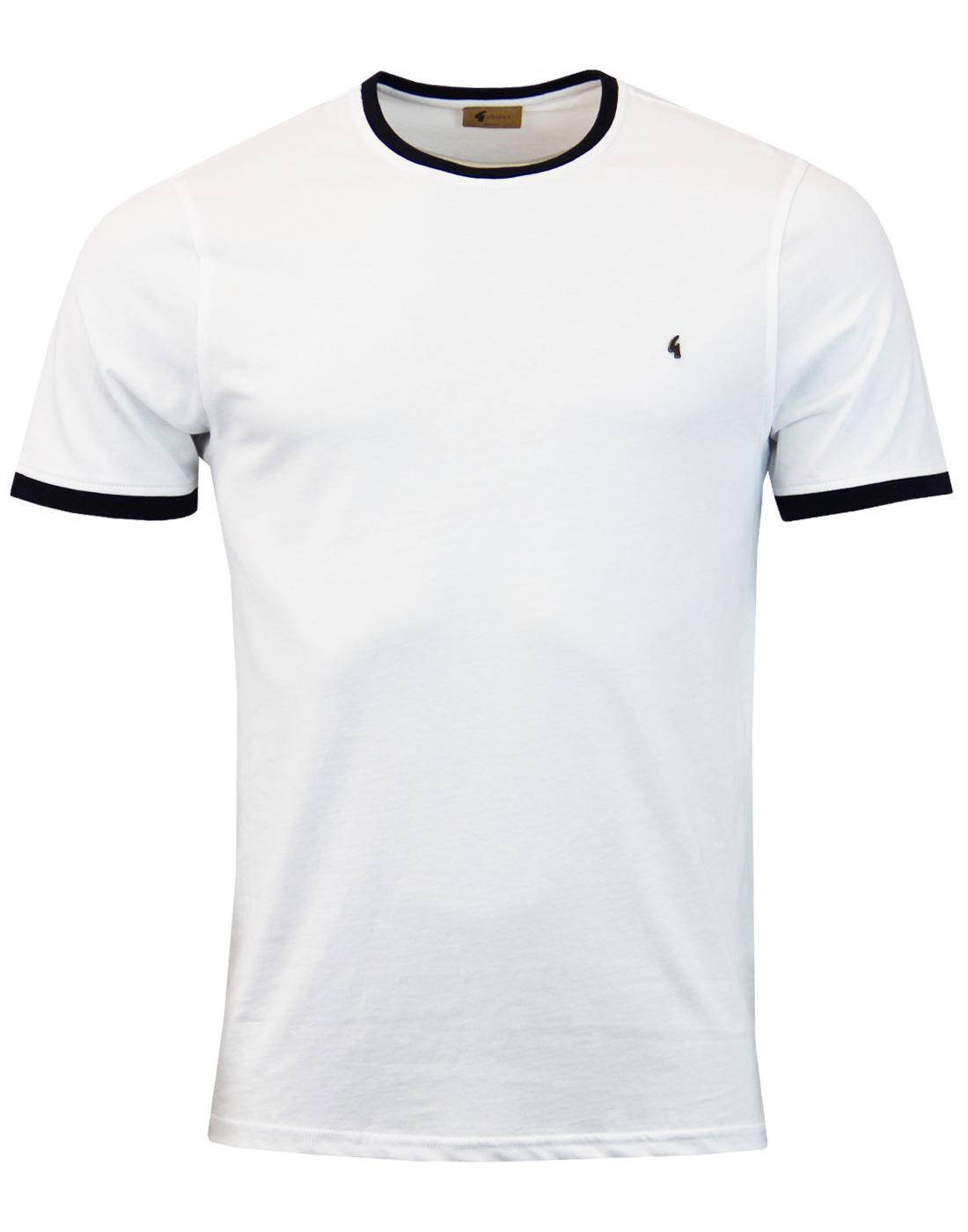 GABICCI VINTAGE Retro 60s Mod Ringer T-shirt WHITE