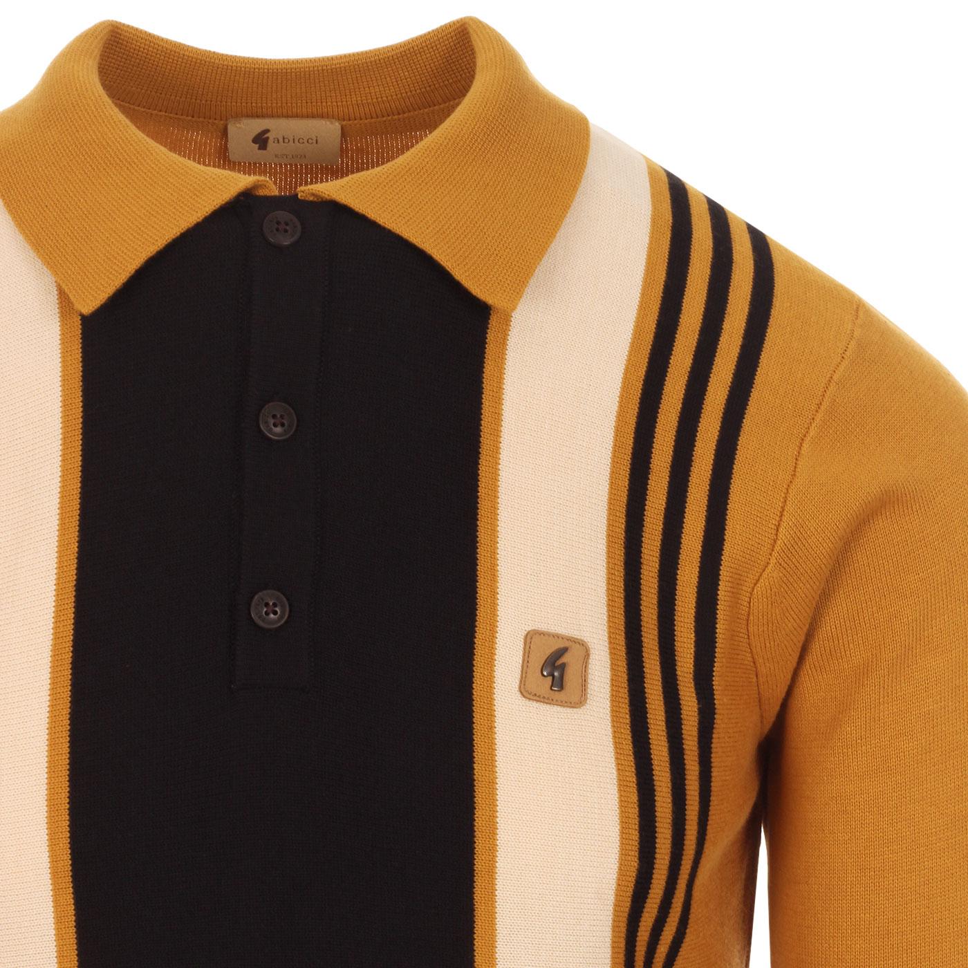GABICCI VINTAGE 'Searle' 60's Knitted Stripe Polo in Harvest