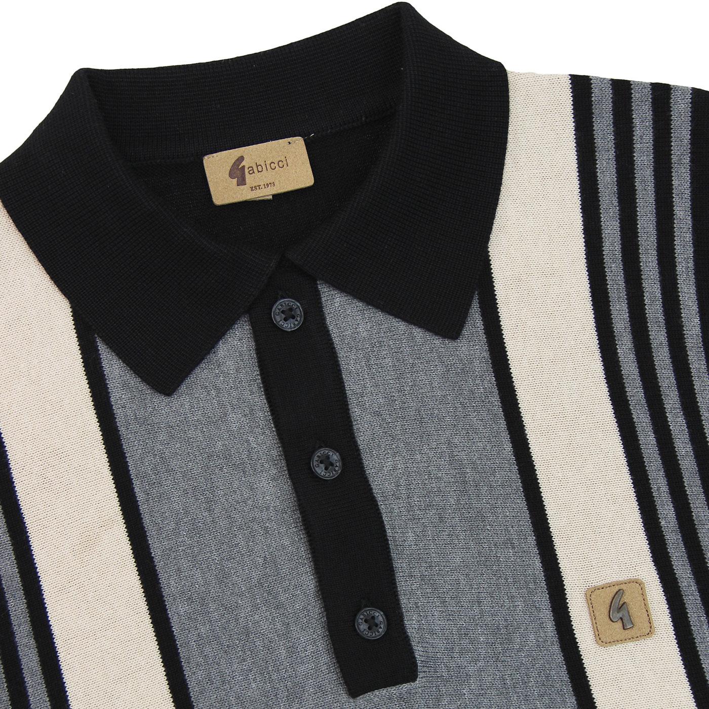 GABICCI VINTAGE Searle 1960s Mod Stripe Knit Polo in Black