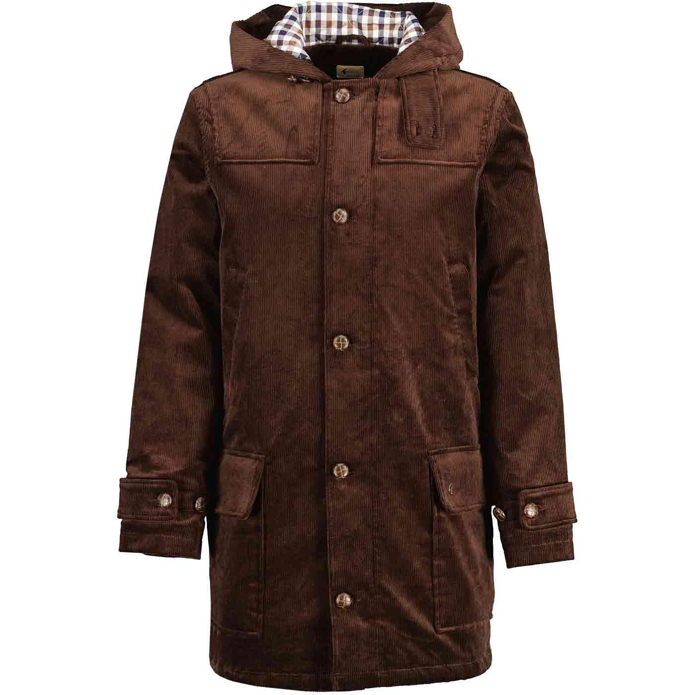 Gabicci Vintage Chuck Men s Retro Corduroy Duffle Coat Cocoa