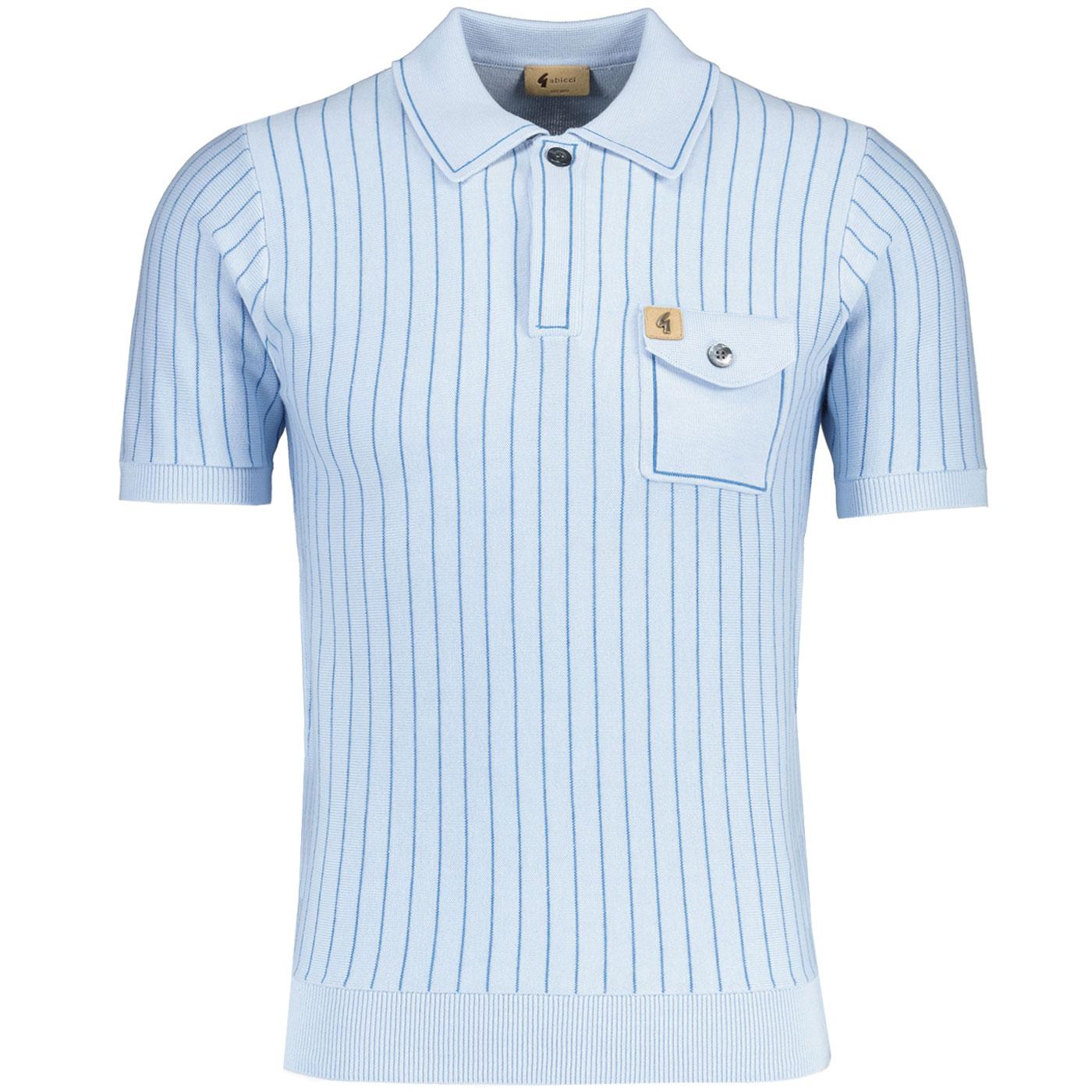 Danny Gabicci Vintage Pinstripe Knitted Polo Azure
