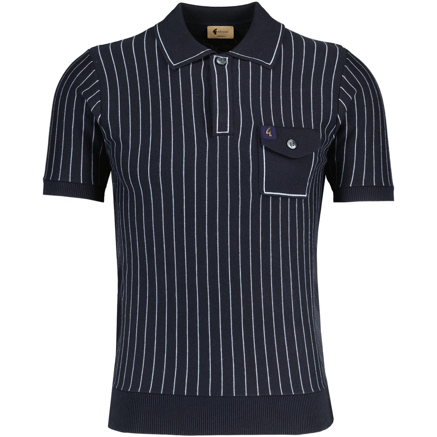 Danny Gabicci Vintage Pinstripe Knitted Polo Navy