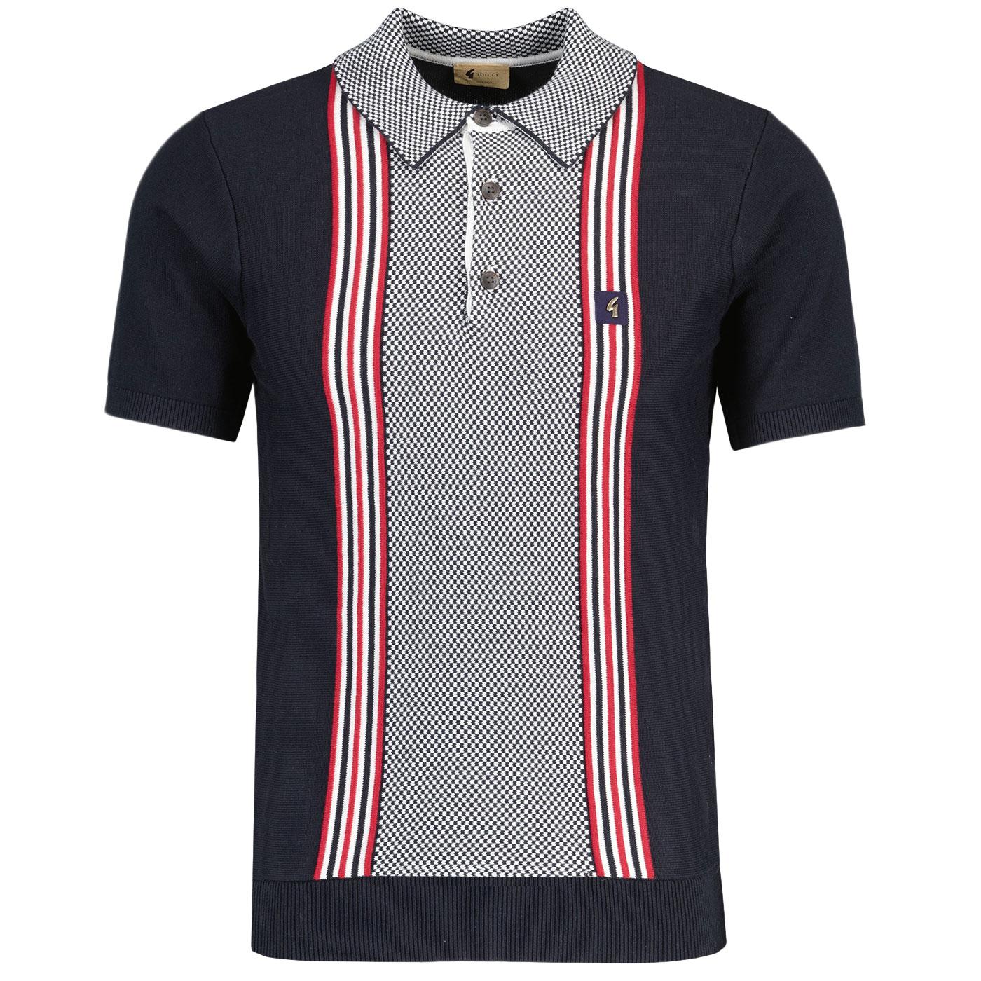 Hadon Gabicci Vintage Ska Check Panel Knit Polo N