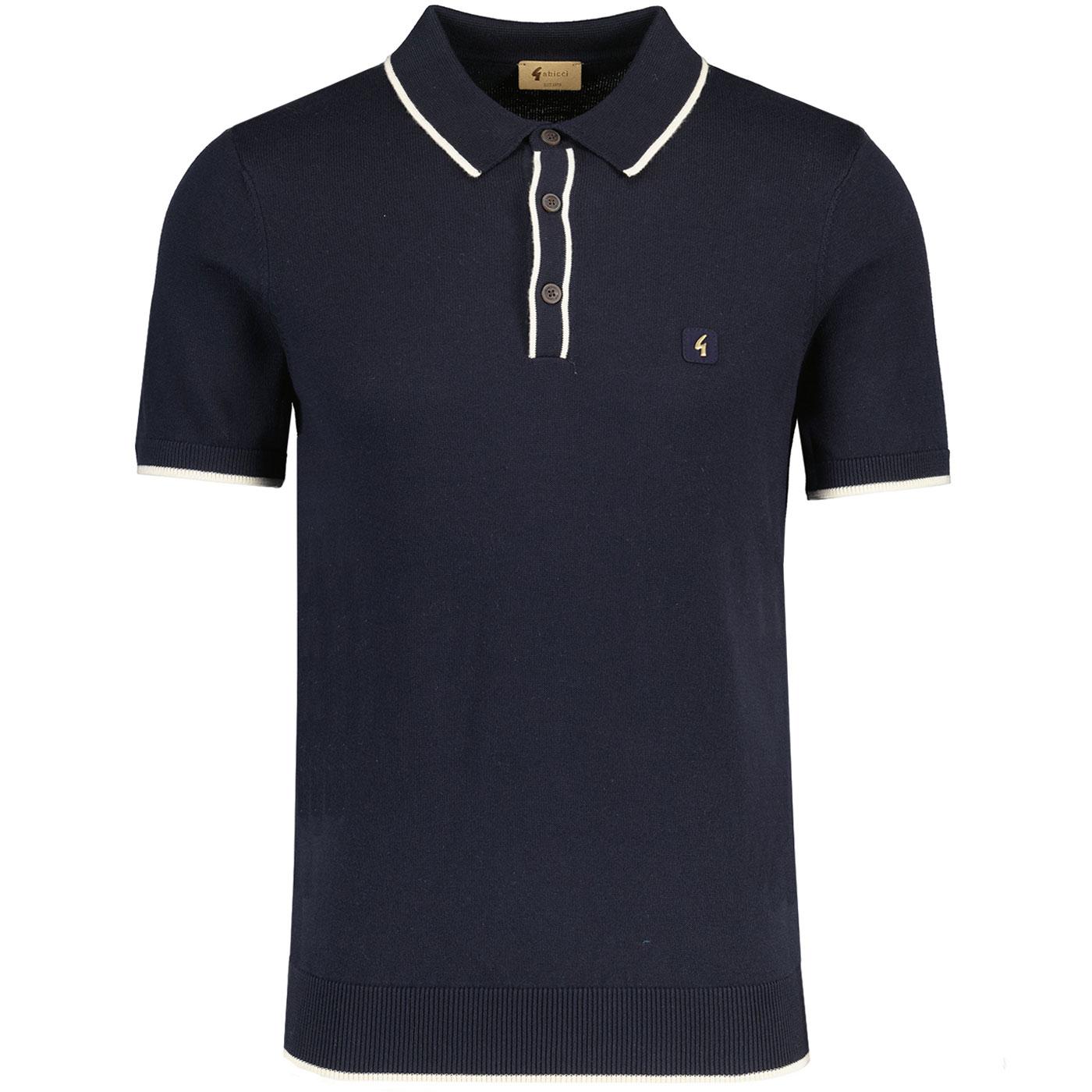 Lineker Gabicci Vintage Mod Tipped Polo Navy/Cream