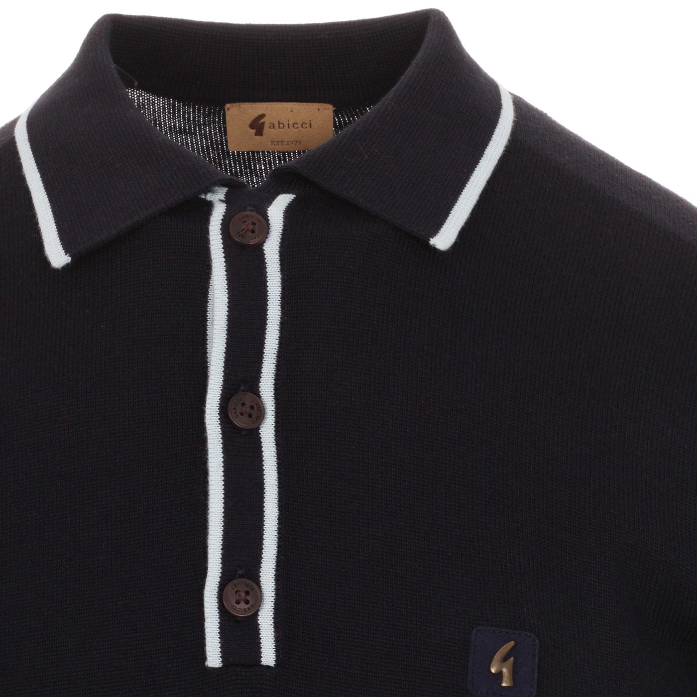 GABICCI VINTAGE Lineker Mod Knitted Tipped Polo Top Navy