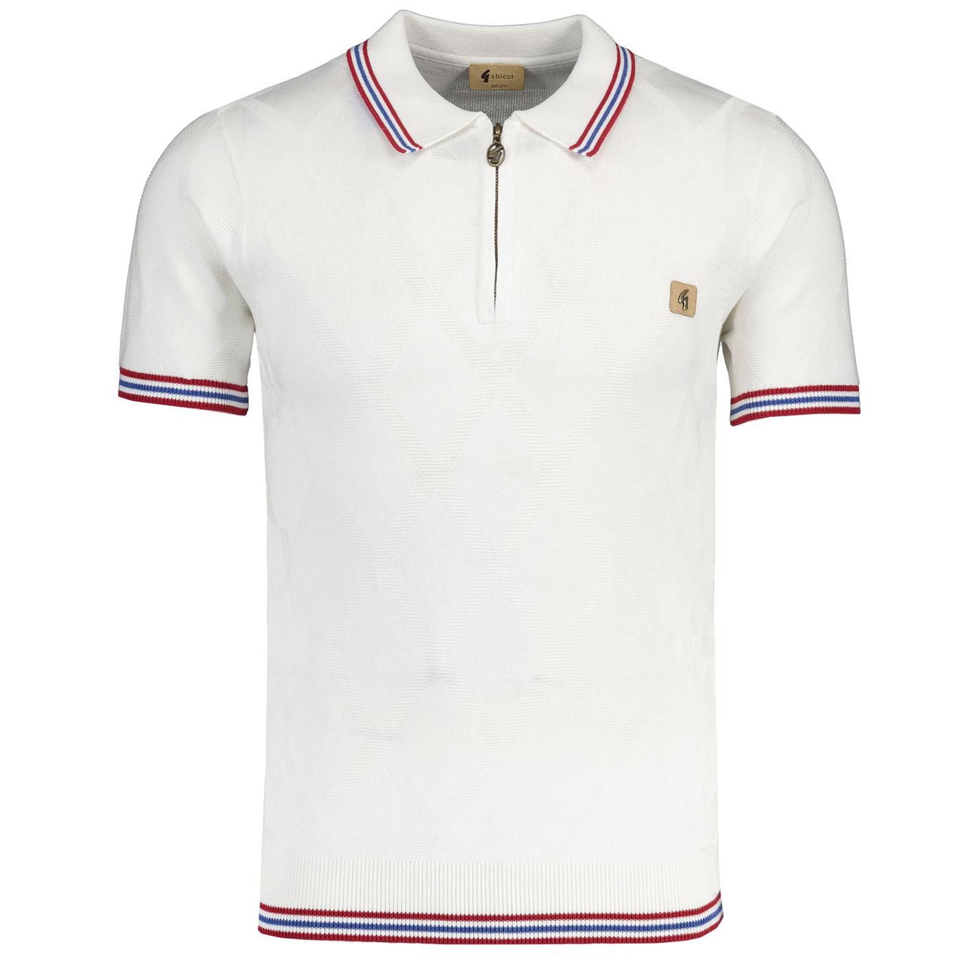 Moore Gabicci Tonal Diamond Zip-Neck Polo Shirt W