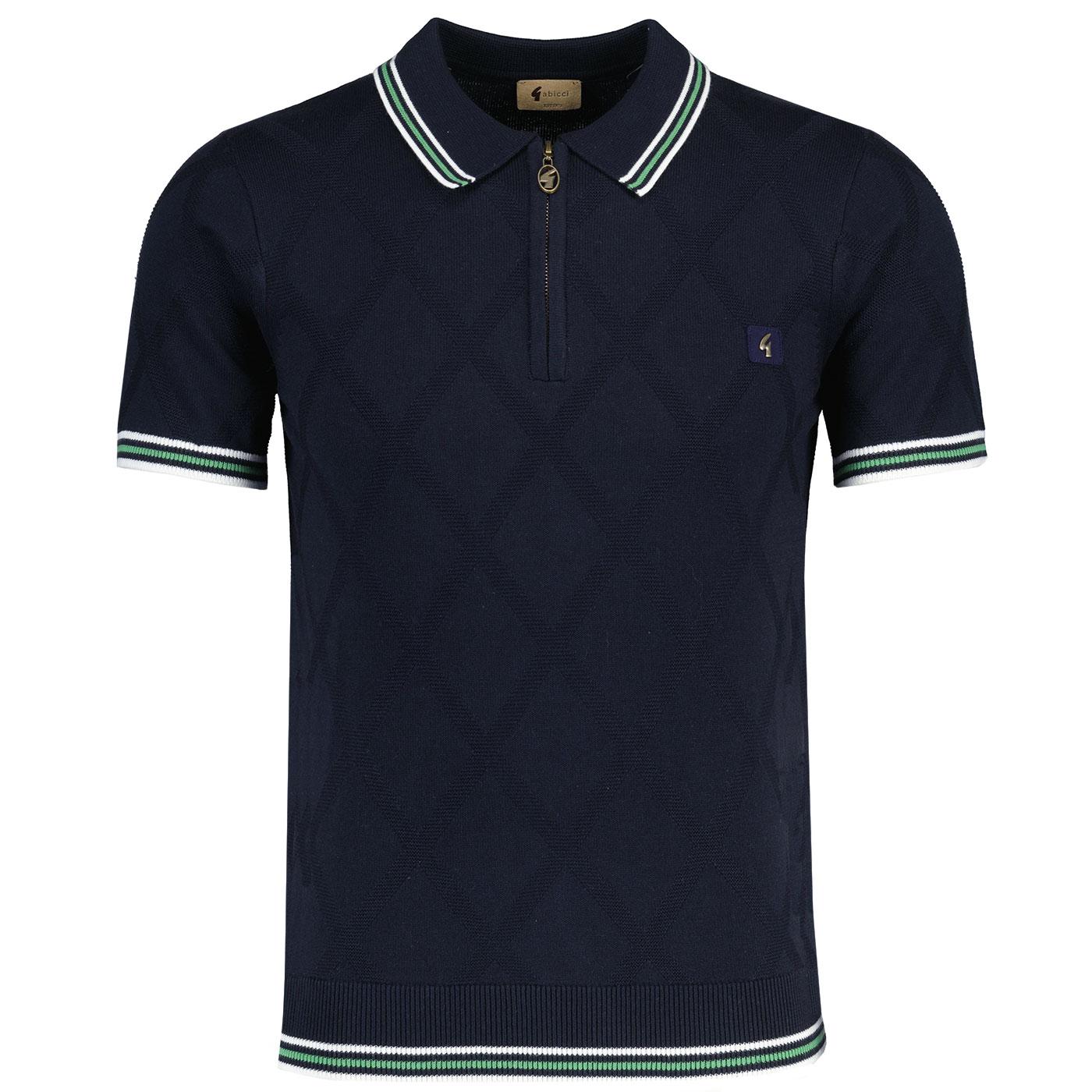 Moore Gabicci Tonal Diamond Zip-Neck Polo Shirt N
