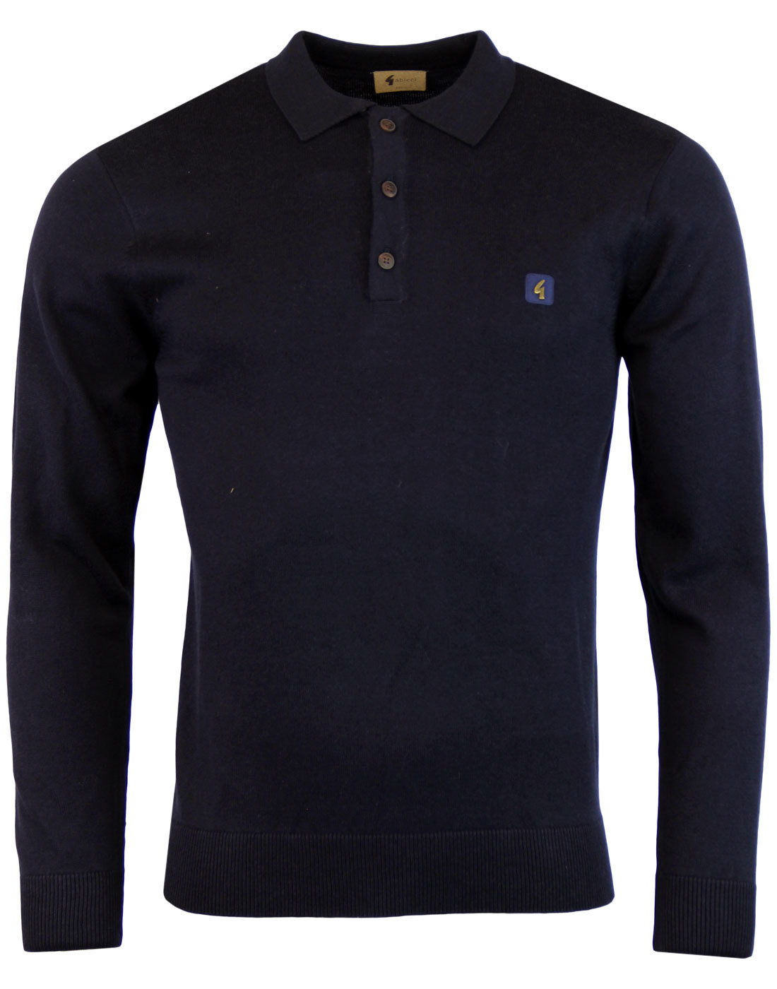 GABICCI VINTAGE Retro 1960s Mod Classic Knitted Polo in Navy