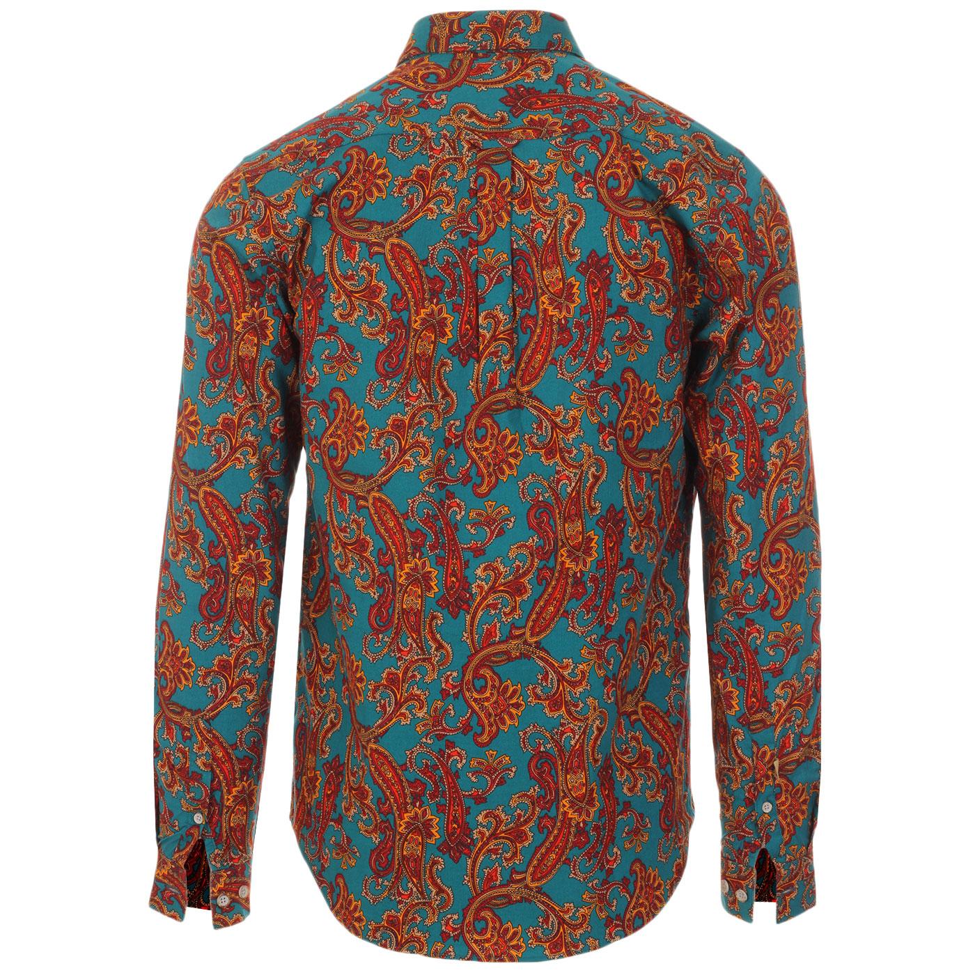 GABICCI VINTAGE Penfold 60s Mod Bold Paisley Shirt Riviera