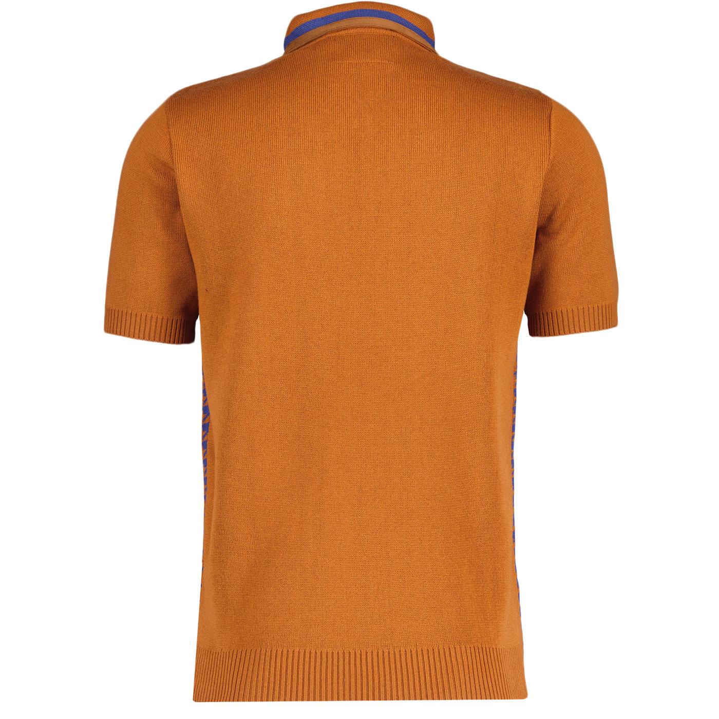 Gabicci Vintage Roberto 50th Anniversary Dogtooth Polo Toffee