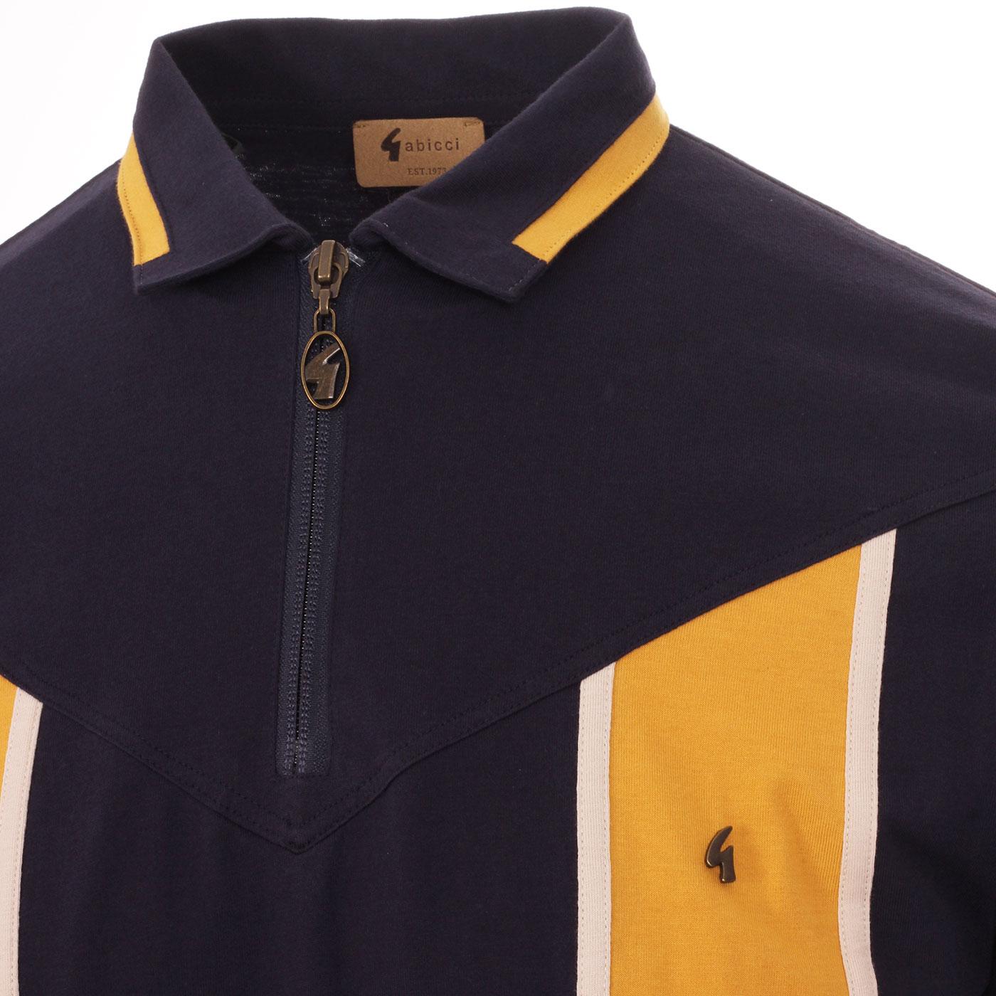 GABICCI VINTAGE Rodeo Retro 70s Block Panel Polo in Navy