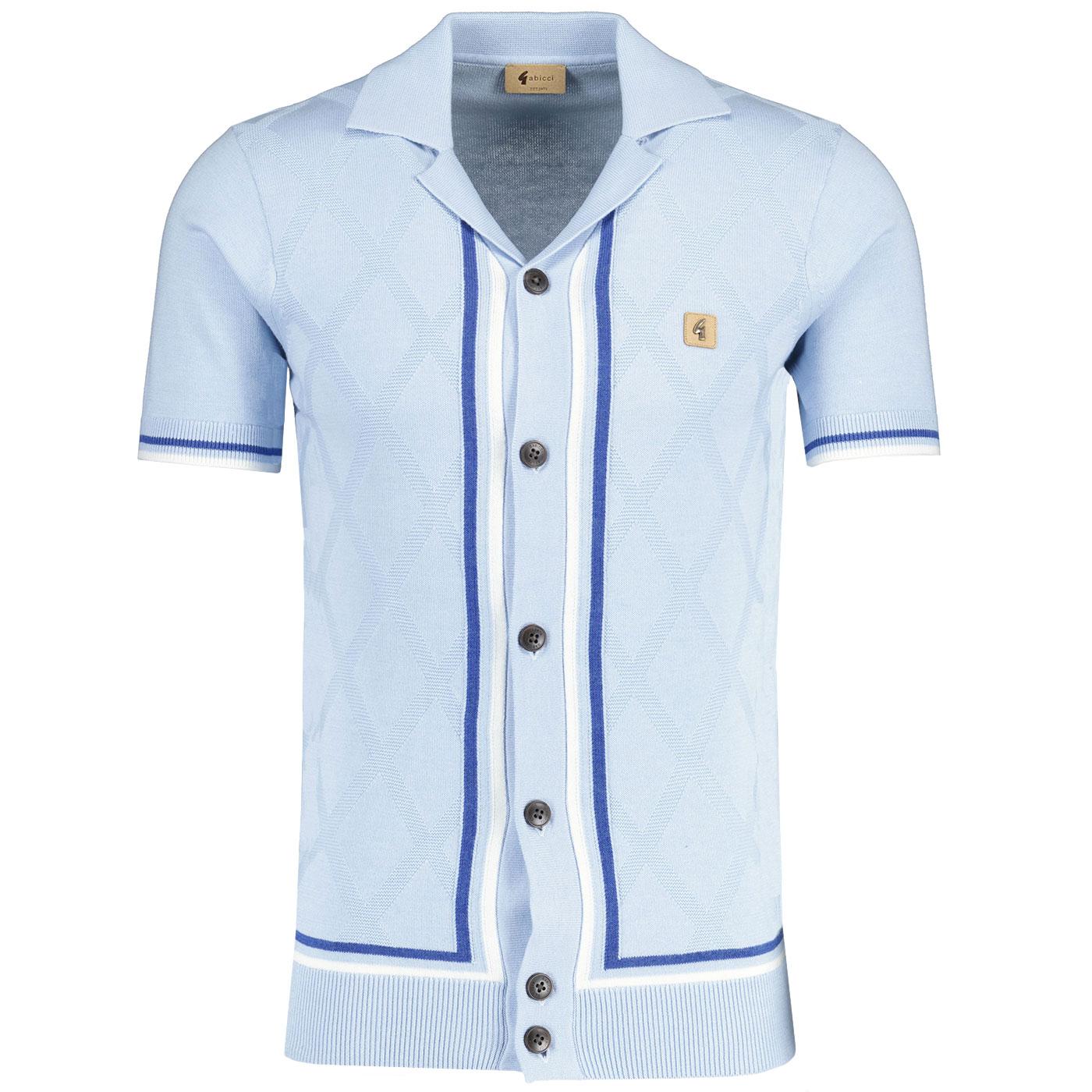 Ross Gabicci Vintage Knitted SS Azure Cuban Shirt 