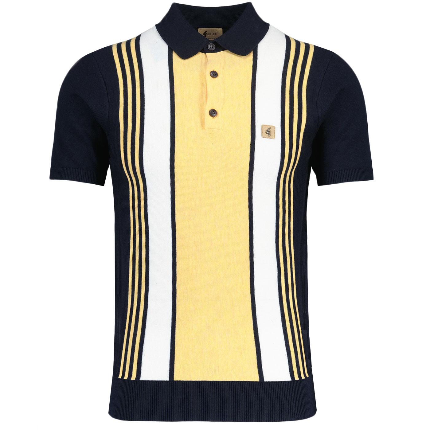Searle Gabicci Vintage Striped Knit Mod Polo Navy