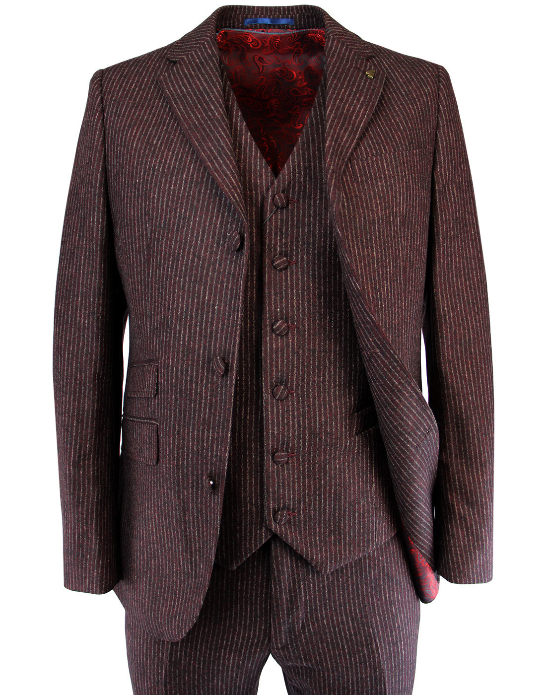 GABICCI VINTAGE 60s Mod Wool Blend 3 Button Pinstripe Suit Jacket