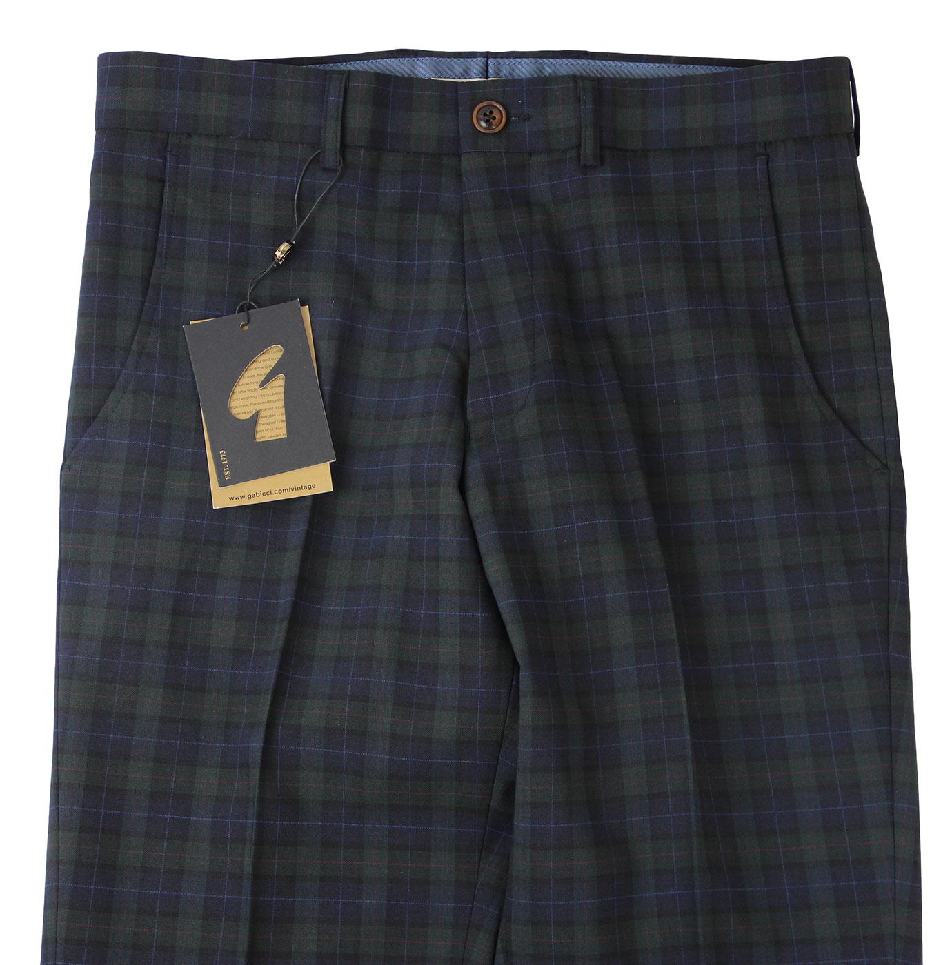Men's Vintage Retro Skinny Fit Tartan Trousers - Red Checkered 60s Mod Style