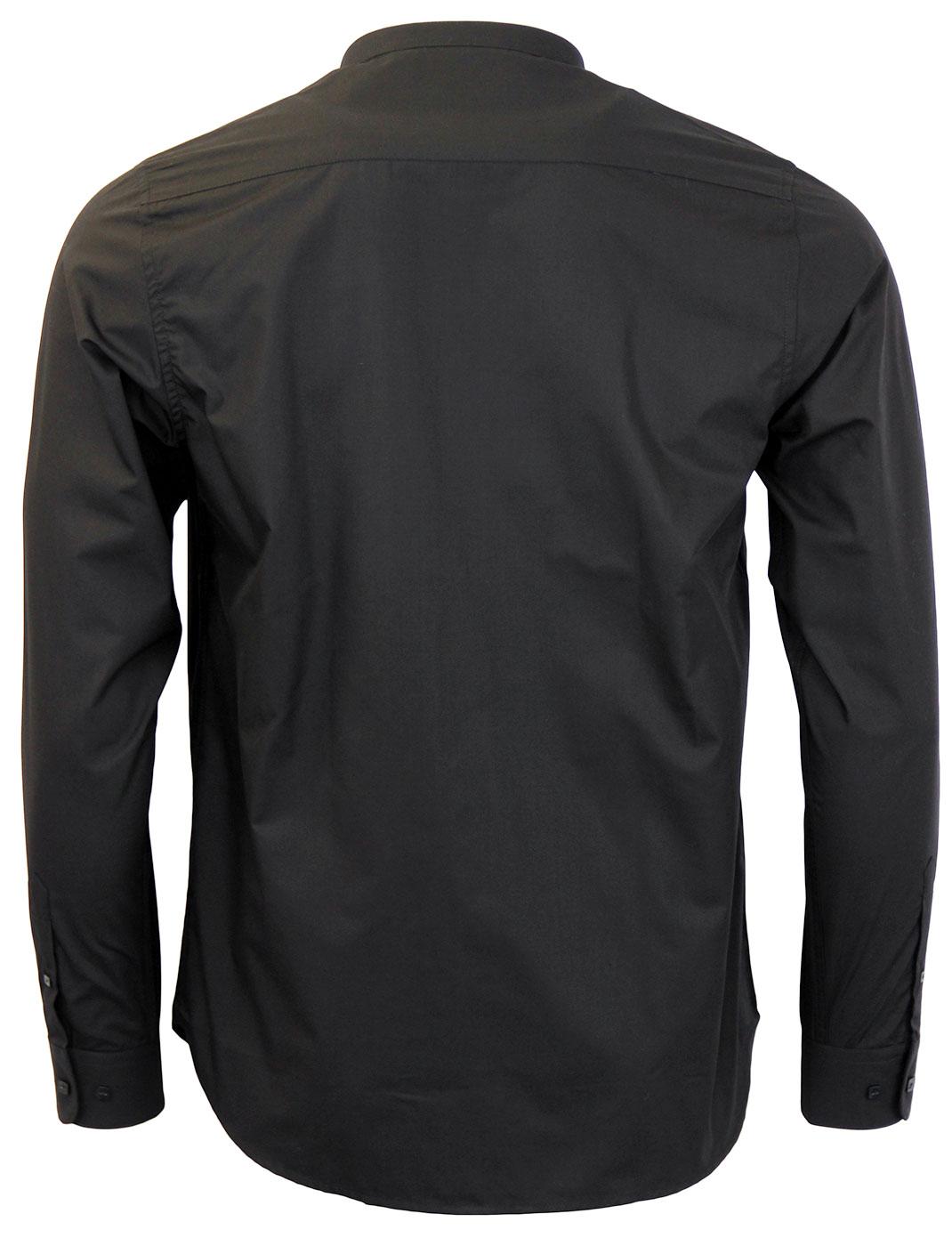 GABICCI VINTAGE Retro Sixties Mod Grandad Collar Shirt in Black