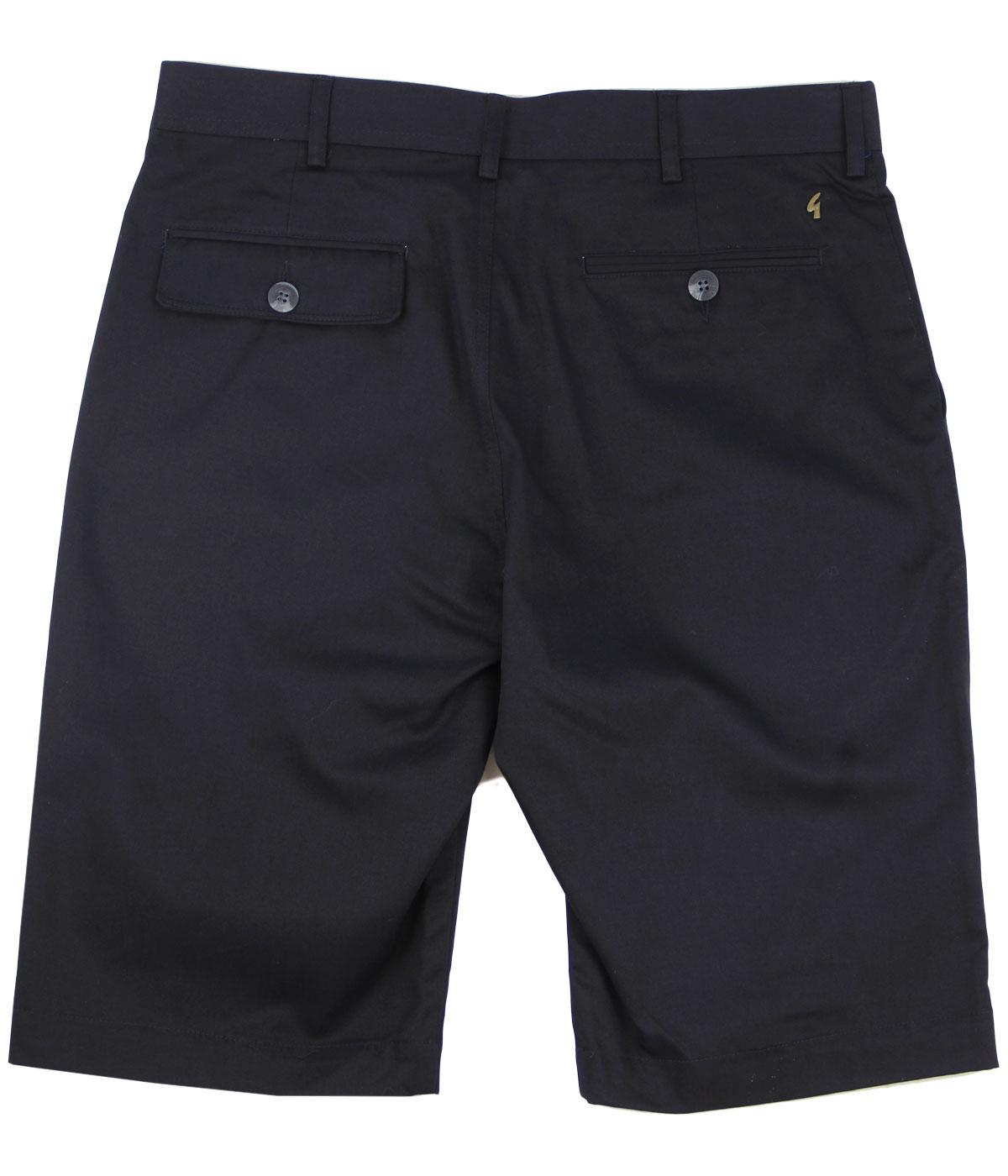 GABICCI VINTAGE Retro Mod Smart Cotton Chino Shorts in Navy