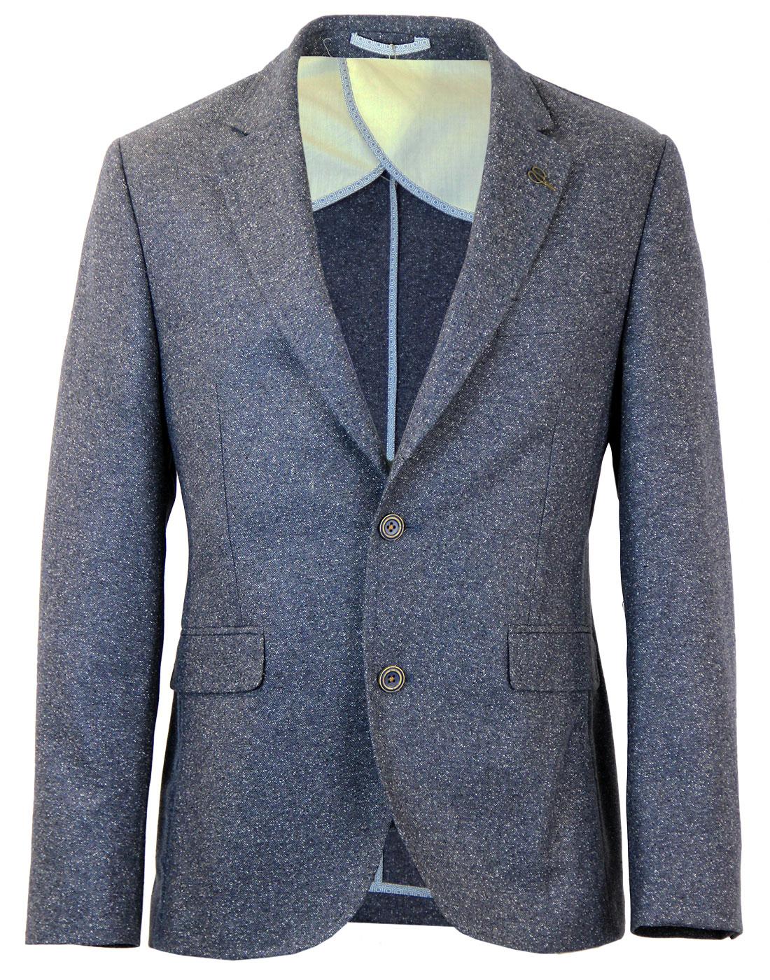 GIBSON LONDON Retro 60s Mod Blue Donegal Suit