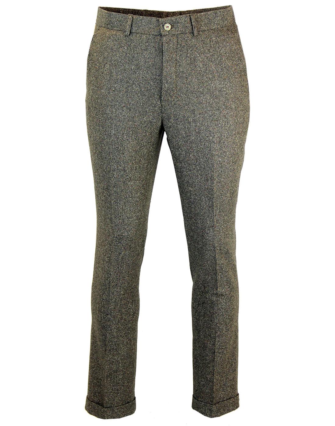 GIBSON LONDON Mod Donegal Flat Front Trousers (O)