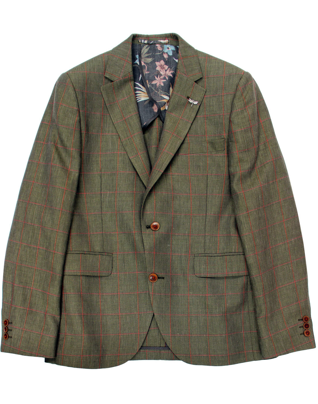 Gibson London Matching Windowpane Check Blazer & Waistcoat