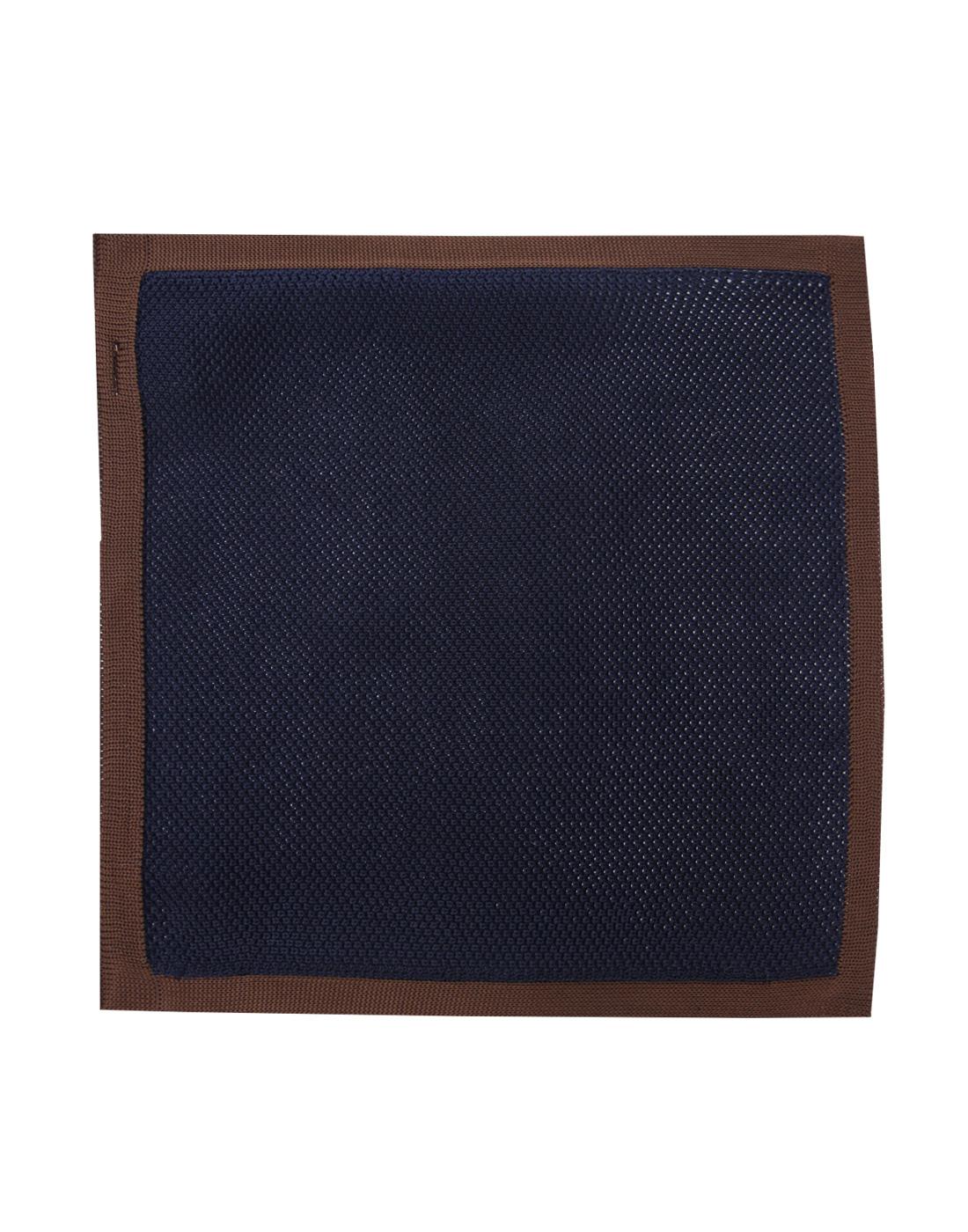 GIBSON LONDON Mod Knitted Pocket Square NAVY/BROWN