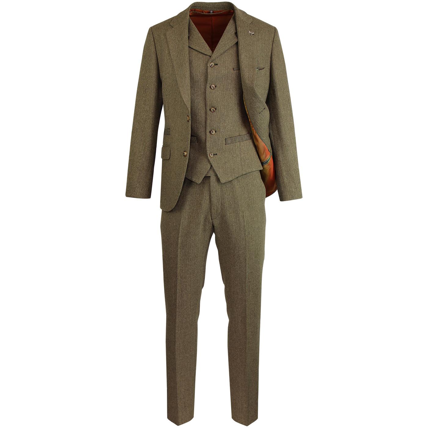 Towergate GIBSON LONDON Mod Herringbone Retro Suit