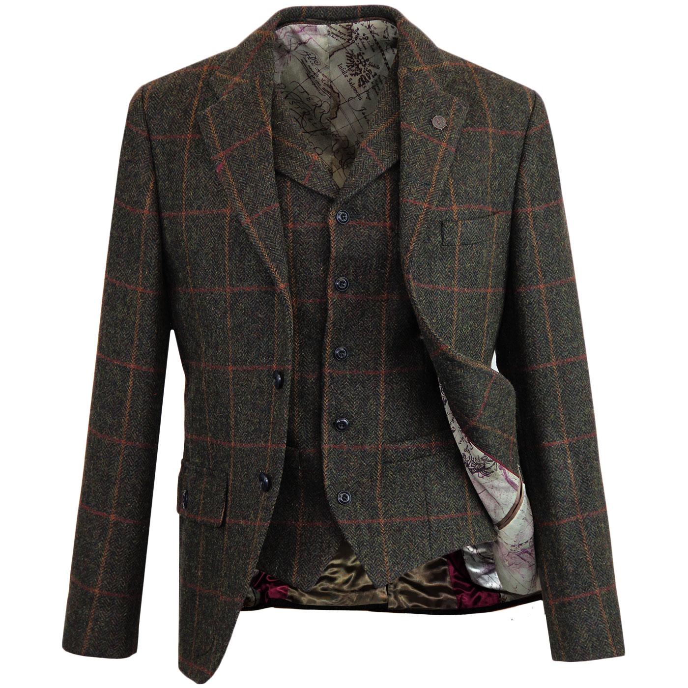 GIBSON LONDON Herringbone Check Blazer & Waistcoat