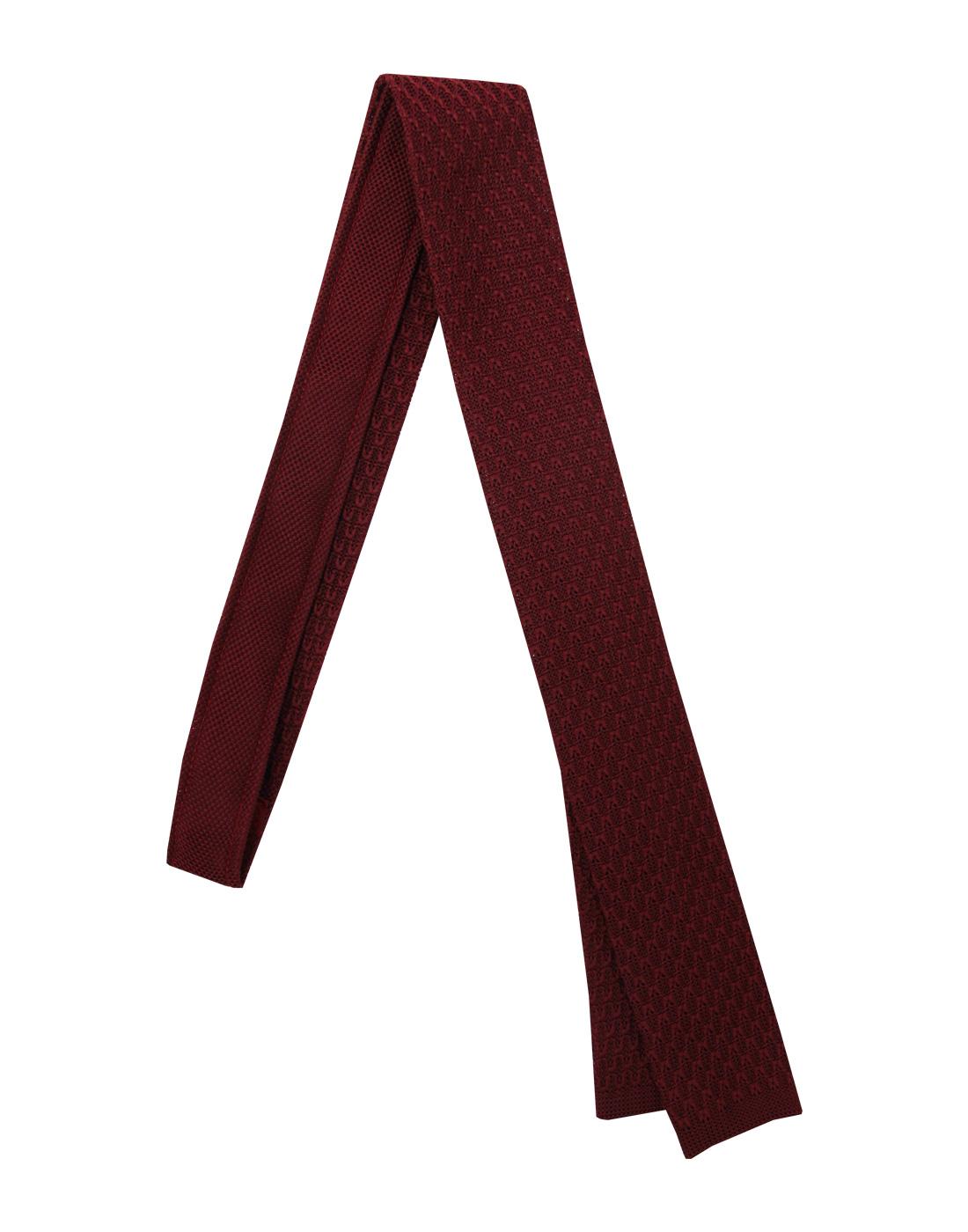 GIBSON LONDON Retro 1960s Mod Knitted Square End Tie in Burgundy