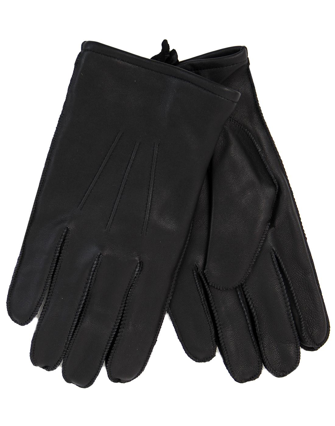 GIBSON LONDON Men's Retro Black Leather Gloves