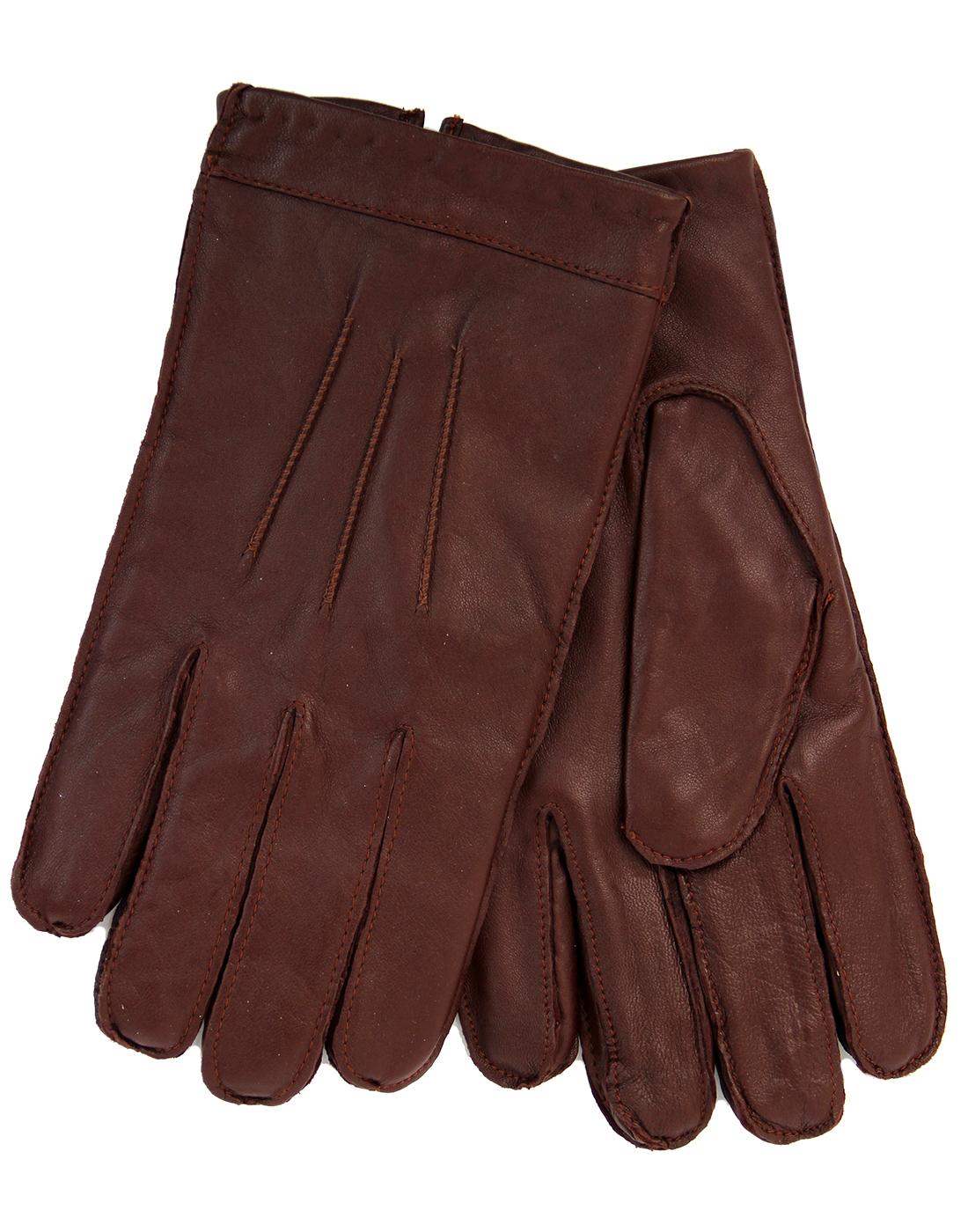 GIBSON LONDON Men's Retro Cognac Leather Gloves