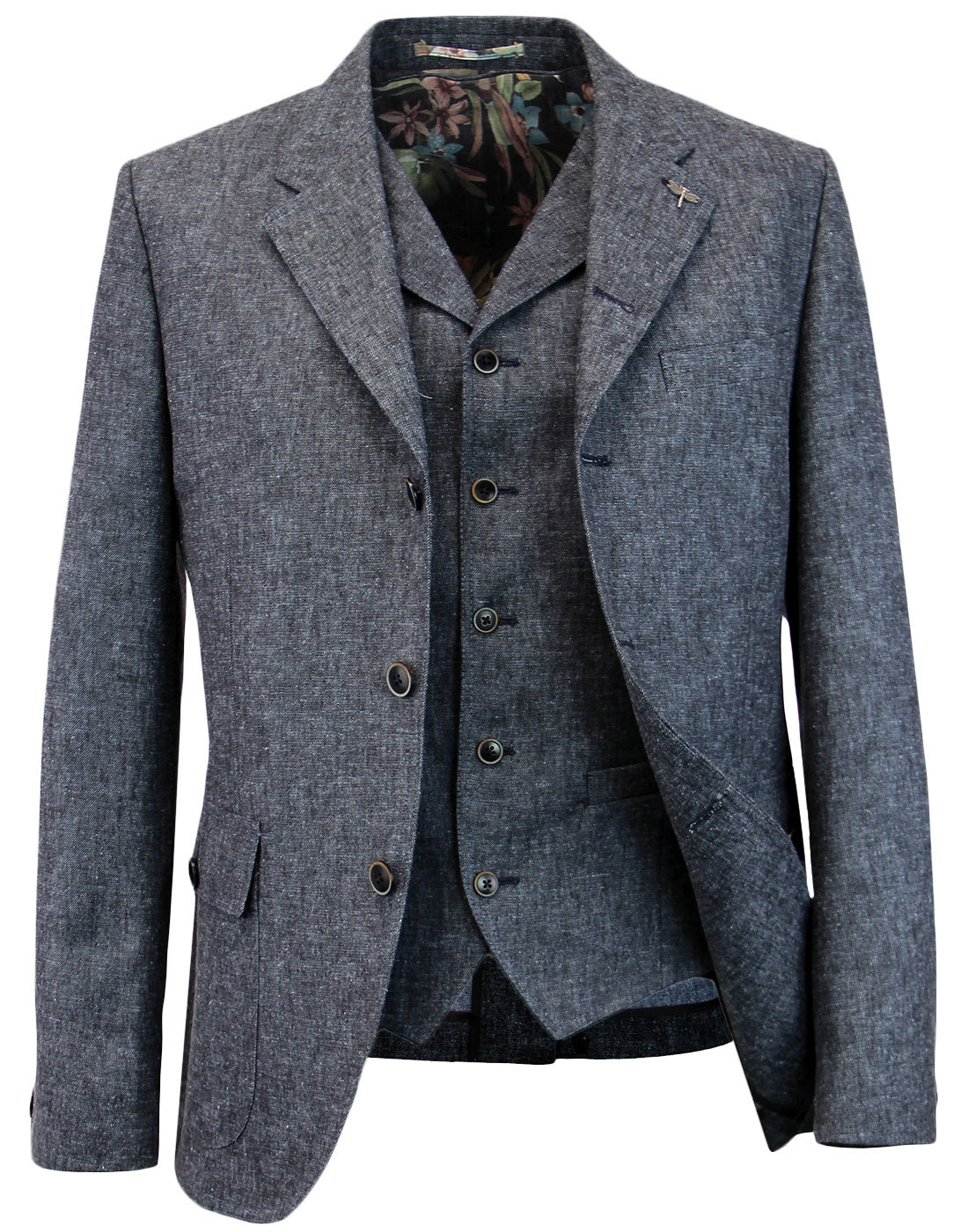 GIBSON LONDON Denim Linen Blazer & Waistcoat