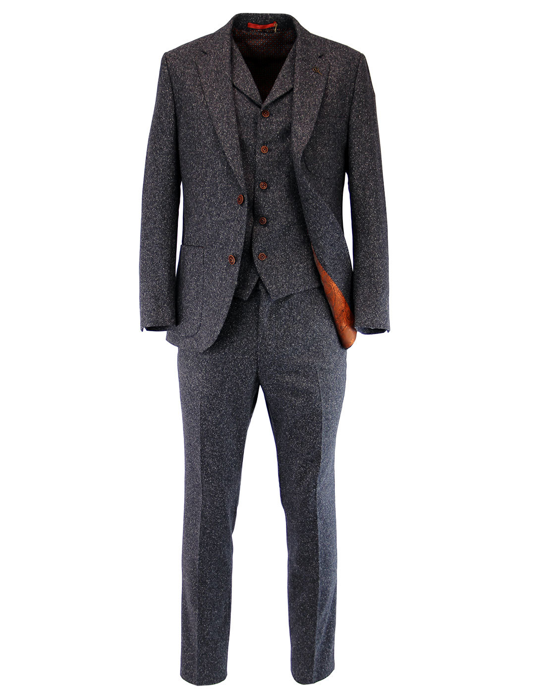 GIBSON LONDON Retro 60s Mod Denim Donegal Suit