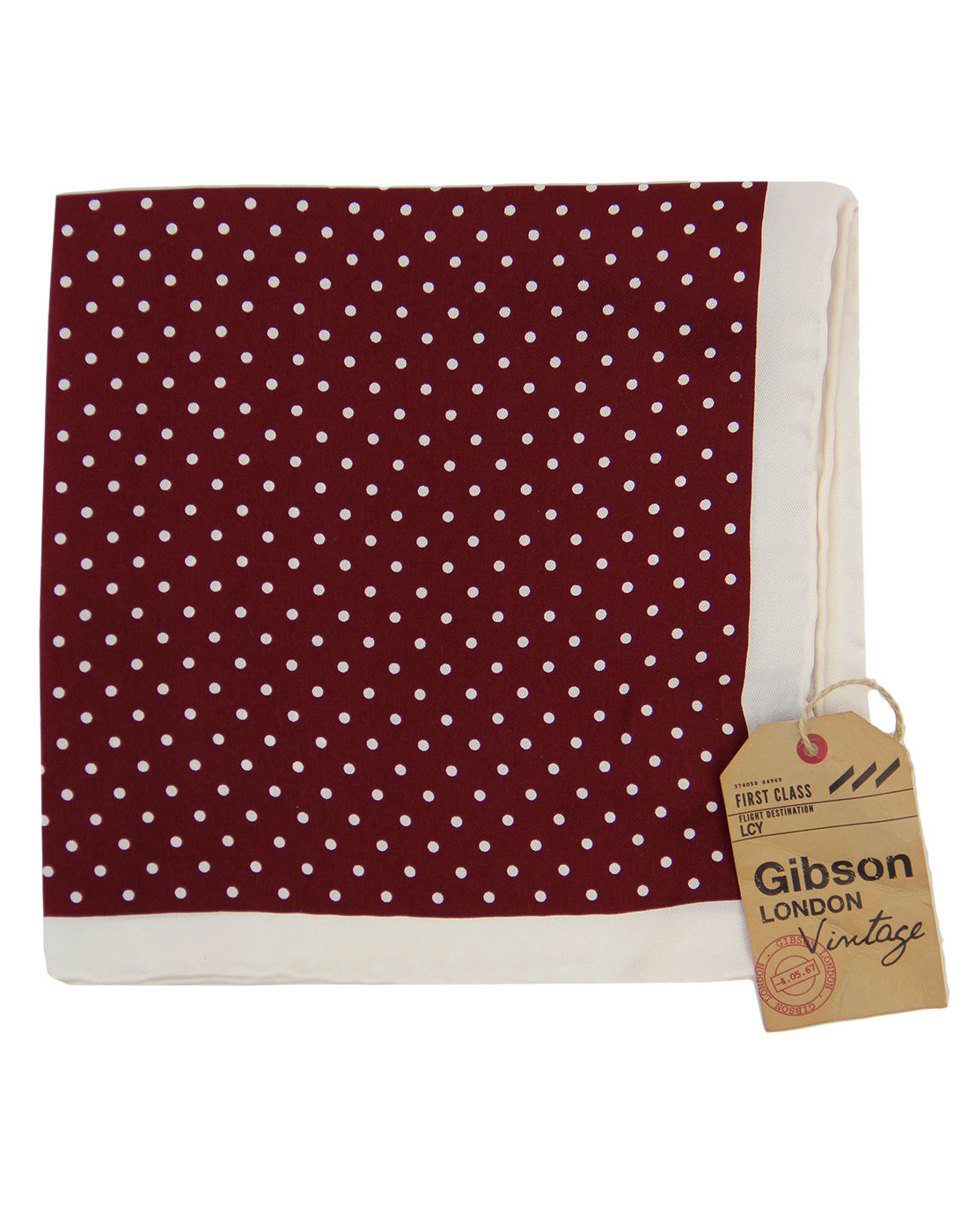 GIBSON LONDON Mod Berry Dot Silk Pocket Square