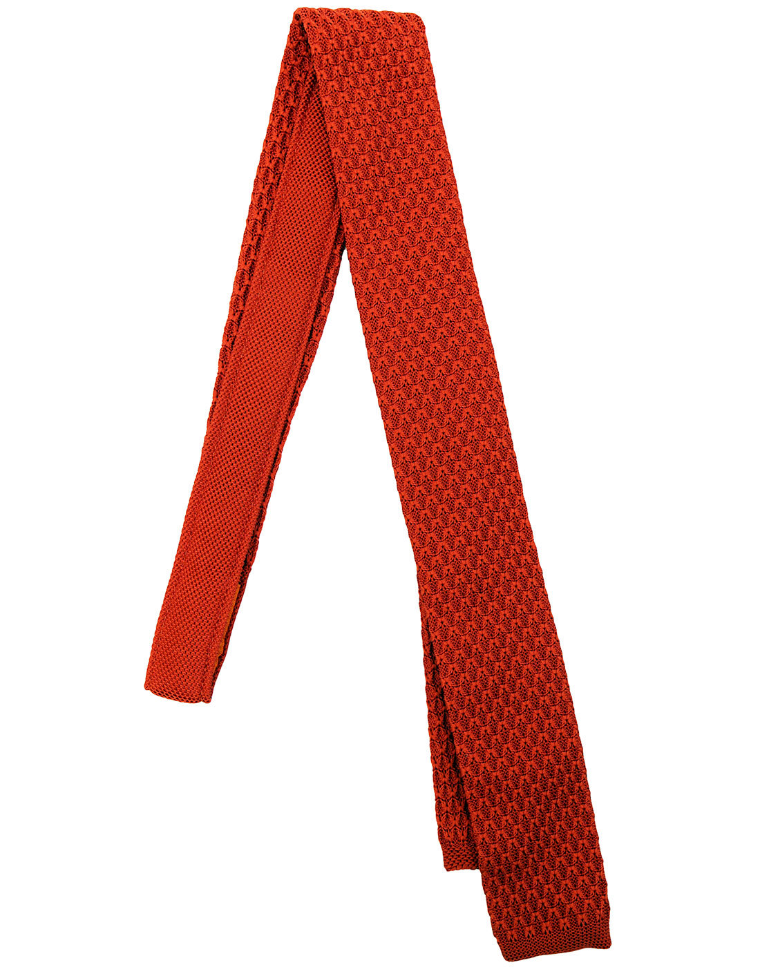 GIBSON LONDON Mod Knitted Square End Tie ORANGE