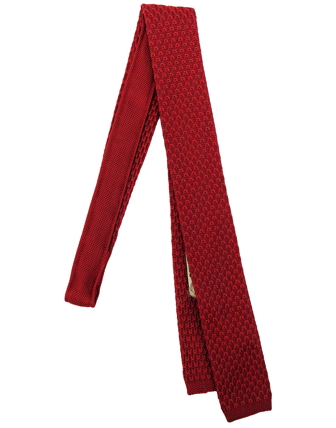 GIBSON LONDON 60s Mod Knitted Square End Tie RED