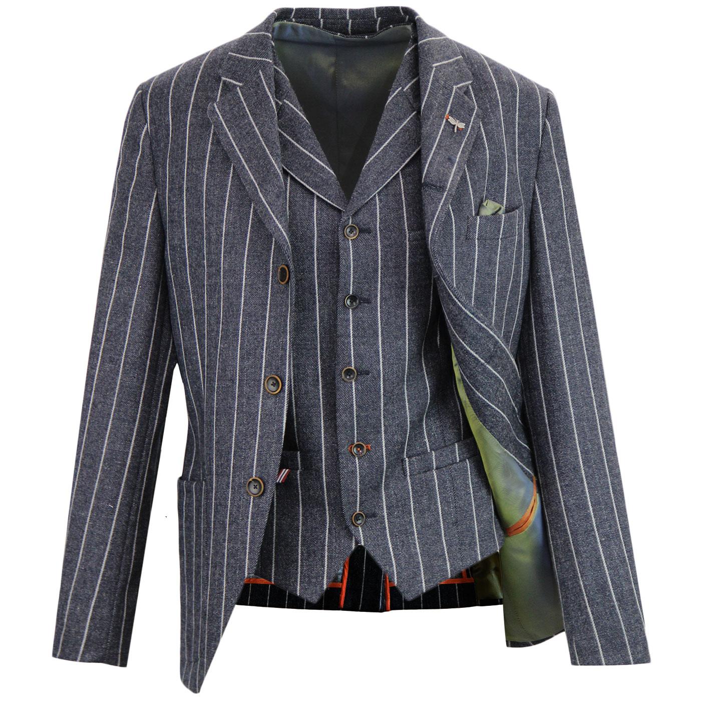 GIBSON LONDON 60s Chalk Stripe Blazer & Waistcoat