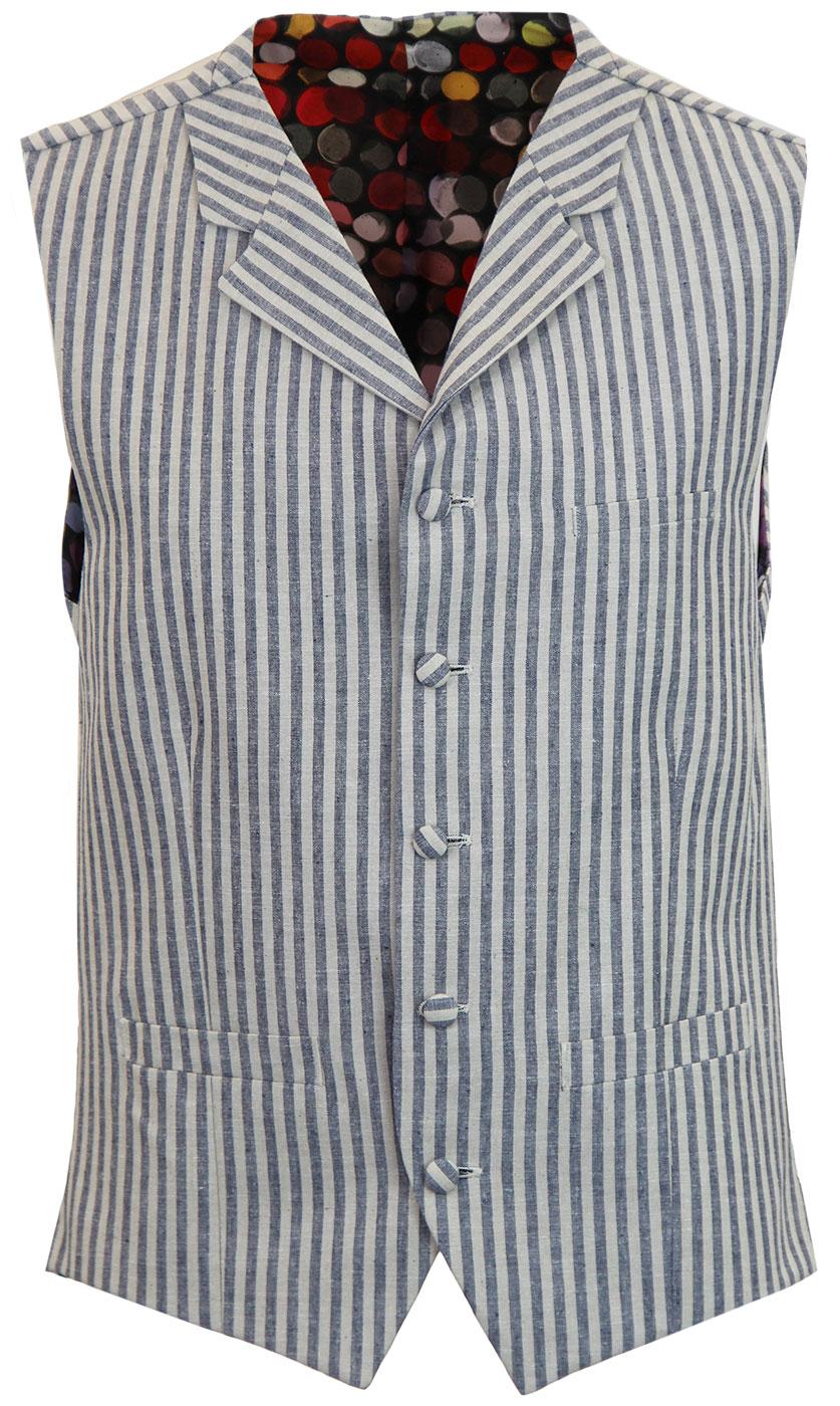 Tyburn GIBSON LONDON Linen Stripe Lapel Waistcoat