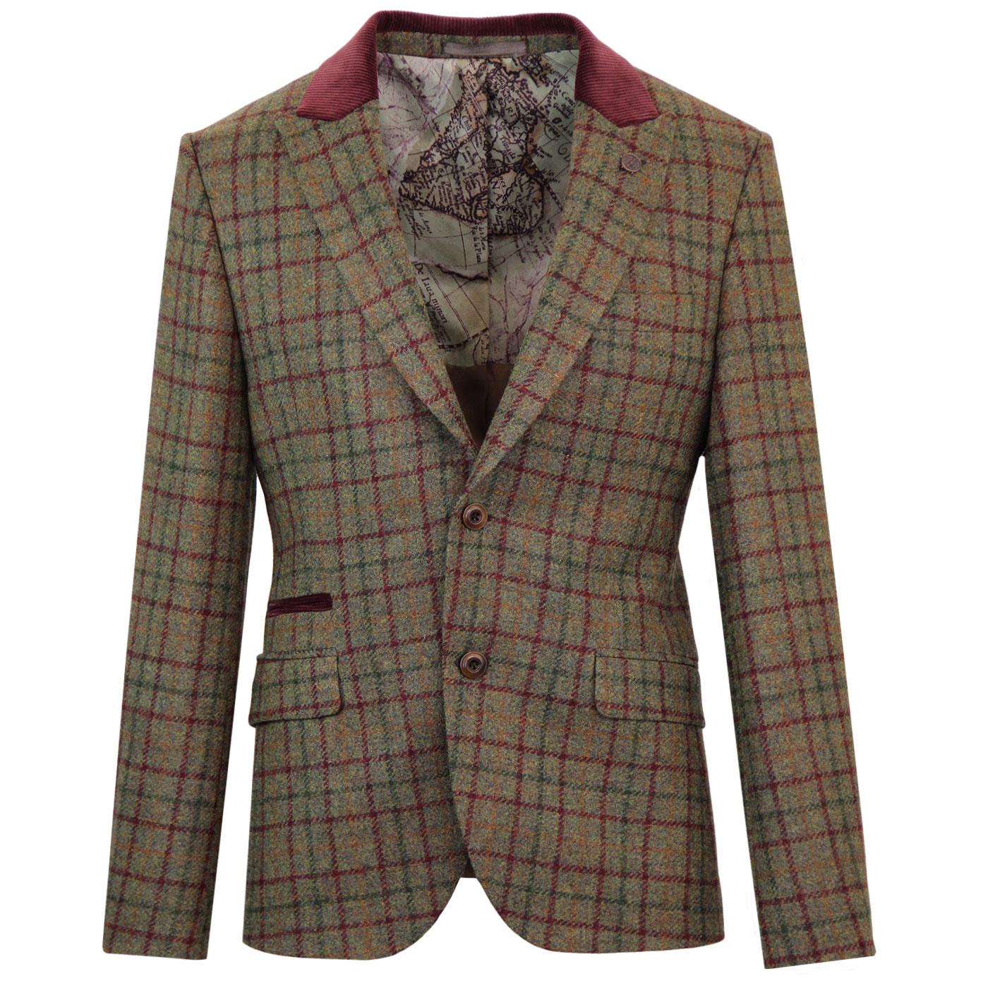 Grouse GIBSON LONDON Cord Collar Check Blazer SAGE