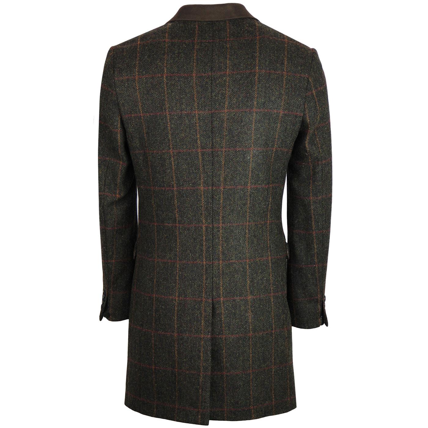 GIBSON LONDON Herringbone Check 3/4 Length Coat Green