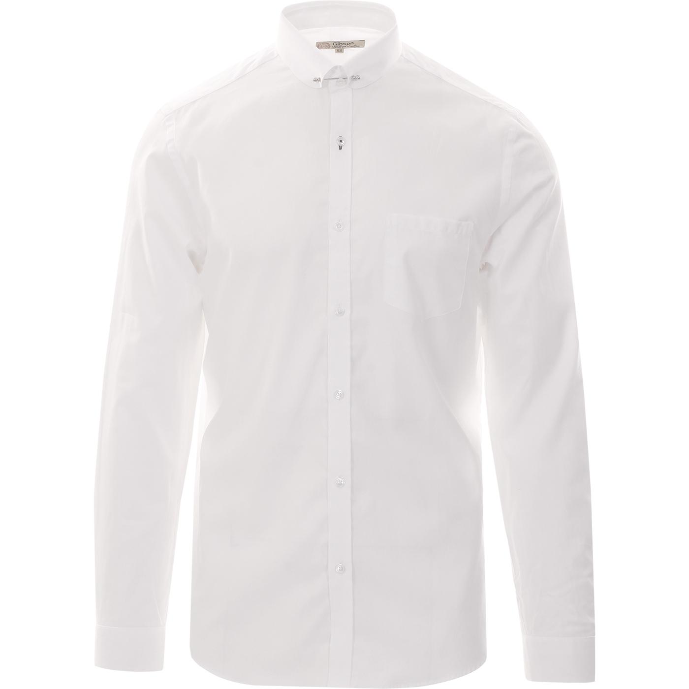GIBSON LONDON Mod Smart Pin Collar Oxford Shirt in White