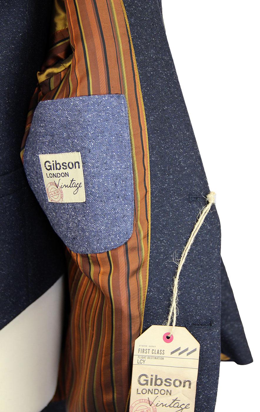 GIBSON LONDON Retro 60s Mod Navy 2 Button Donegal Suit Jacket
